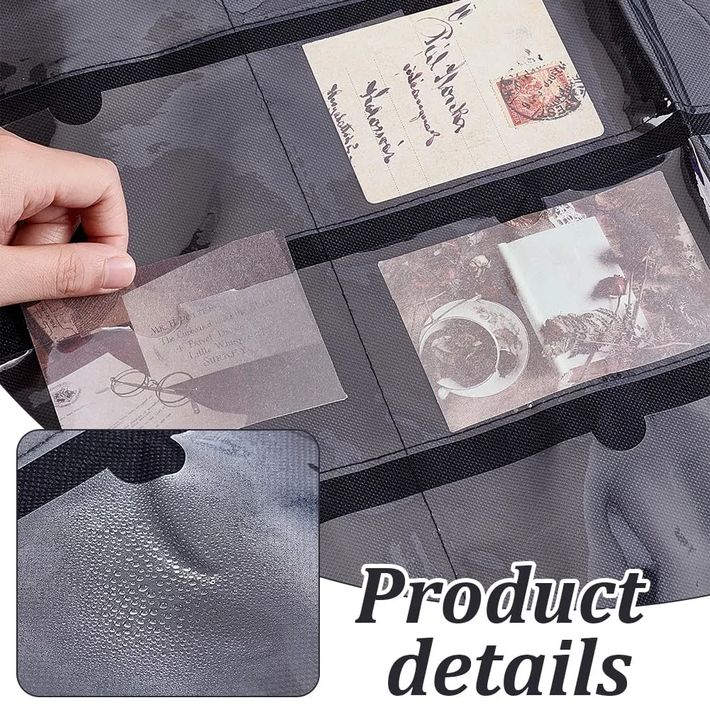 AHANDMAKER Paquete de 2 fundas para tarjetas de 3.1 x 5.5 pulgadas, 36 ranuras, color negro, soporte de pared para pared, soporte de negocios para aula, oficina, organización del hogar, almacenamiento