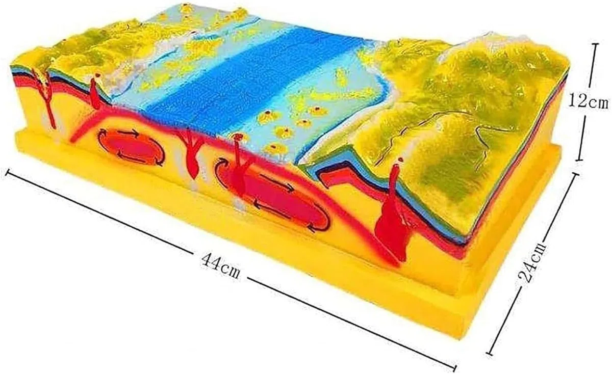 Modelos de terreno científico de placas tectónicas geográficas 3D, | Material resina, material didáctico clases geología escolar, ideal exhibiciones geología en el aula, actividades aprendizaje