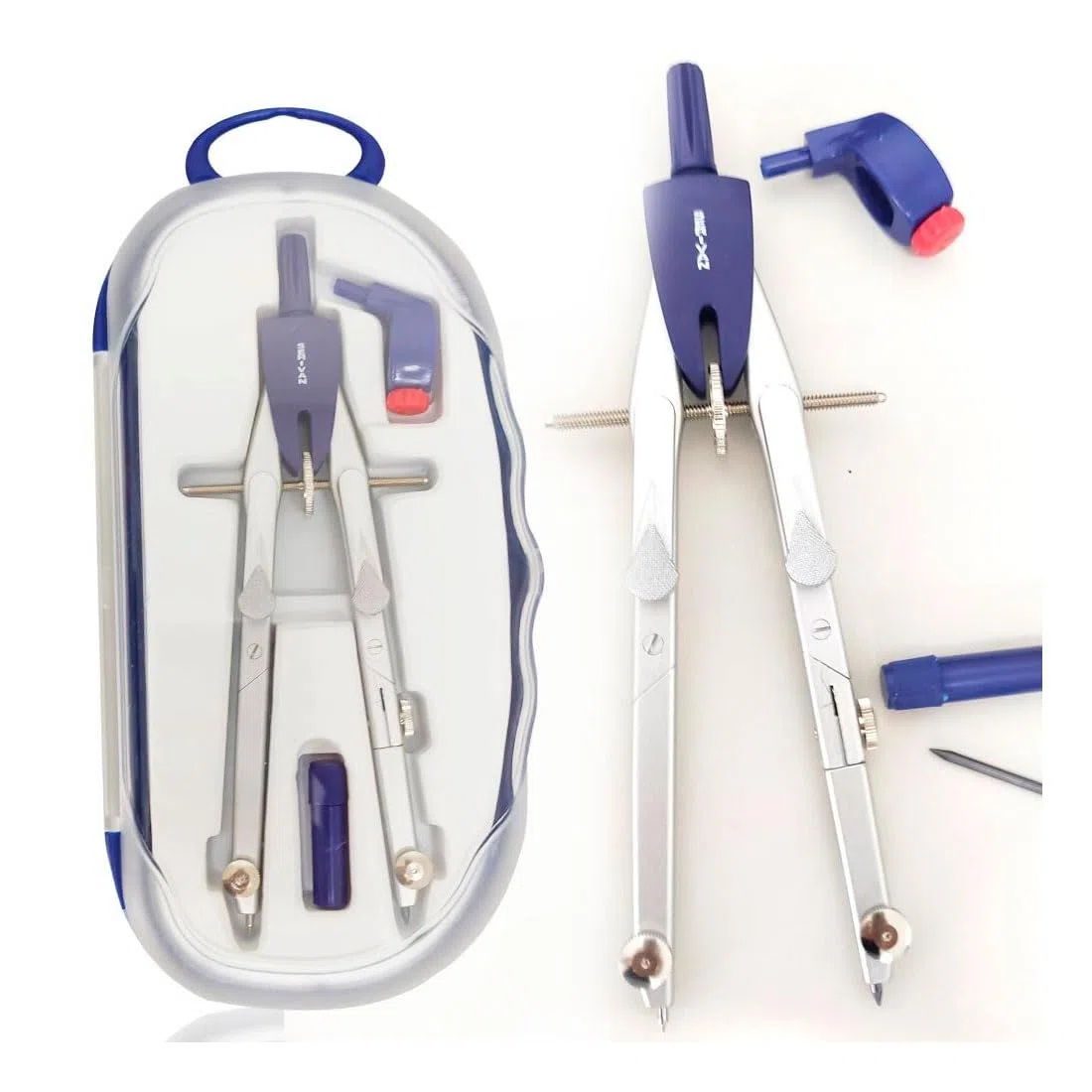Pack FAIBO Estuche técnico Verde Juego Regla 30 cm GRADUADA, escuadra y cartabón de 25 cm SIN GRADUAR + Bigotera SERIVAN 1 bolígrafo INOXCROM B55 + 1 Portaminas 0,7 mm + 1 Tubo 12 Minas 0.7 mm HB