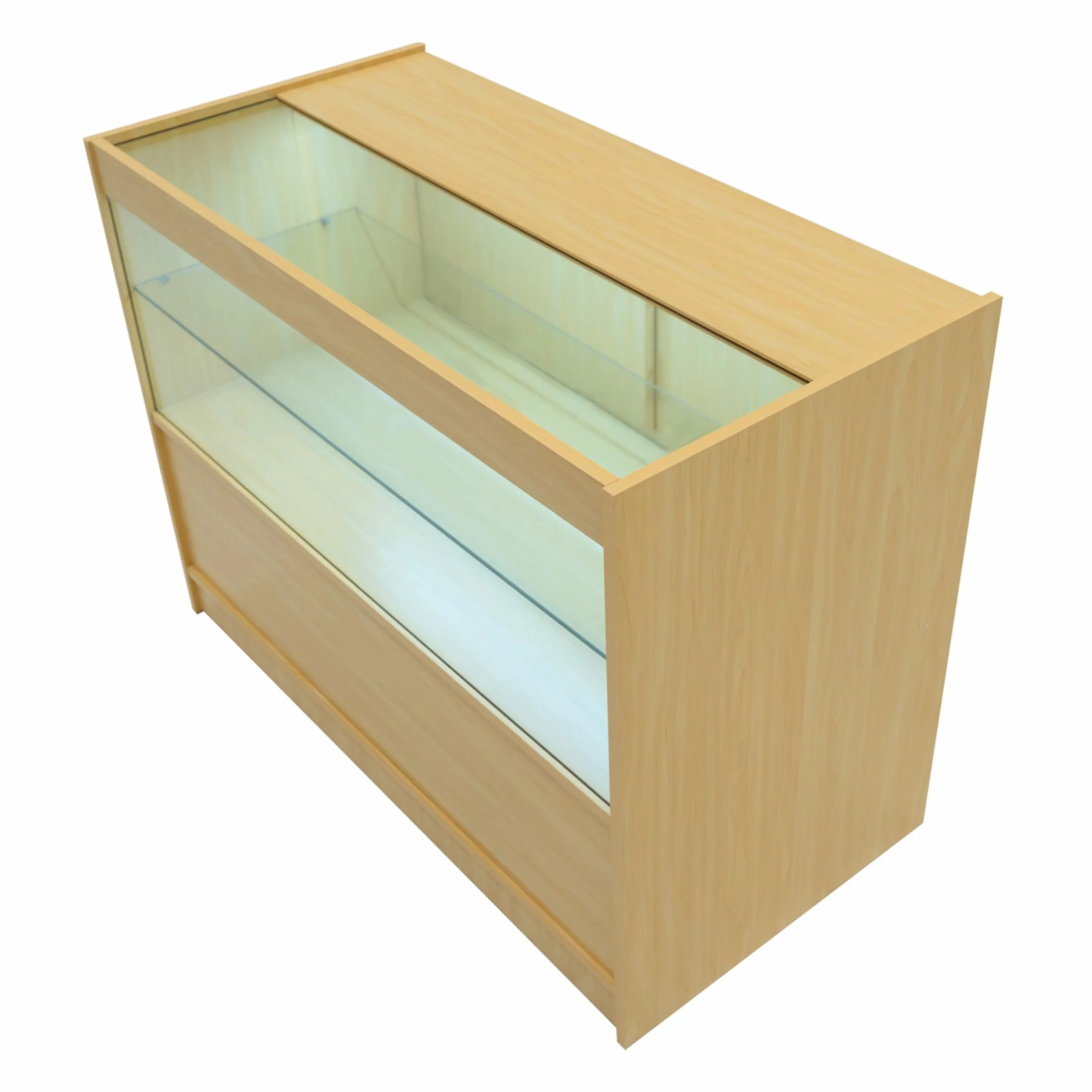 Set Mostradores Comerciales "EUROPA" | Arce |LM60+ B1200+C1200+TB60| MDF y vidrio templado | Estantes y puertas corredizas con cerradura | Fácil Montaje | Mostrador Recepción Expositor Comercial
