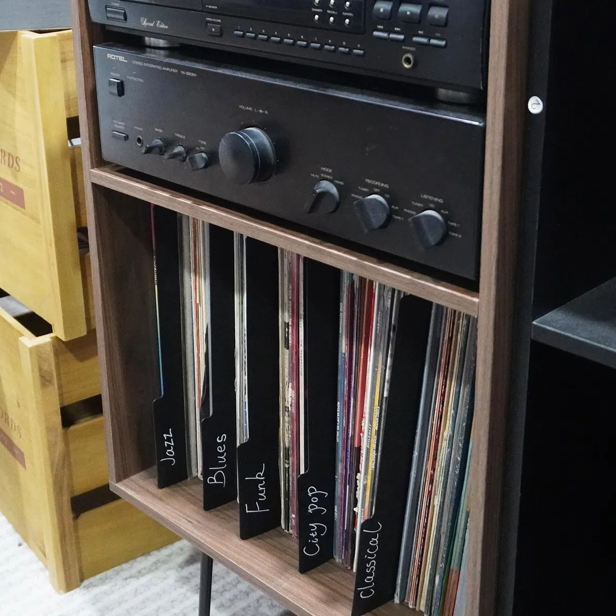sdroceRyaM Divisores de discos de vinilo de 12.9 pulgadas, 30 piezas de material de polipropileno duro negro, pestañas de categoría de plástico de doble cara, guías de discos para LP, caja de álbum,