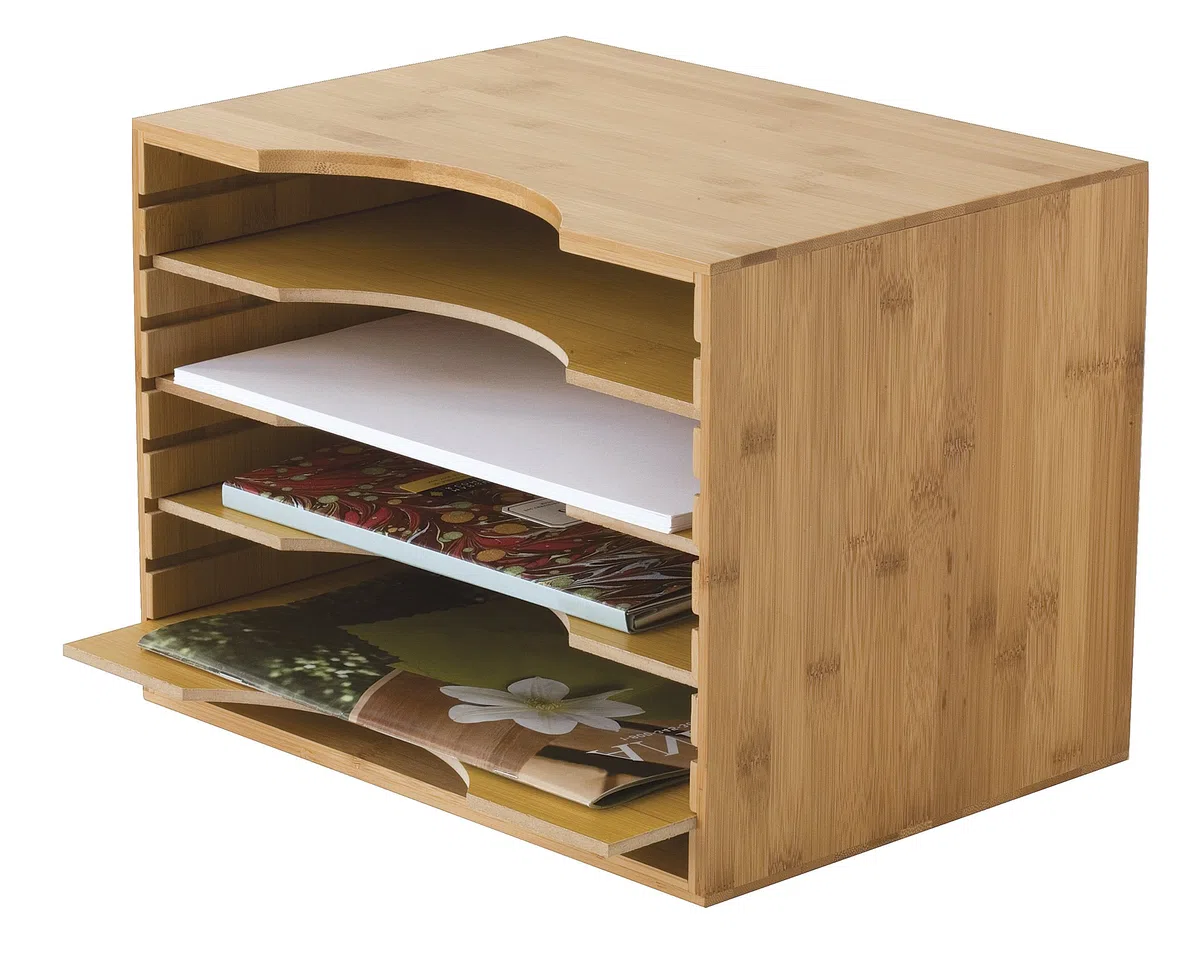 Lipper International Organizador de Archivos de bambú con 4 divisores, Madera, 12 5/8" x 9 1/4" x 9 1/2"