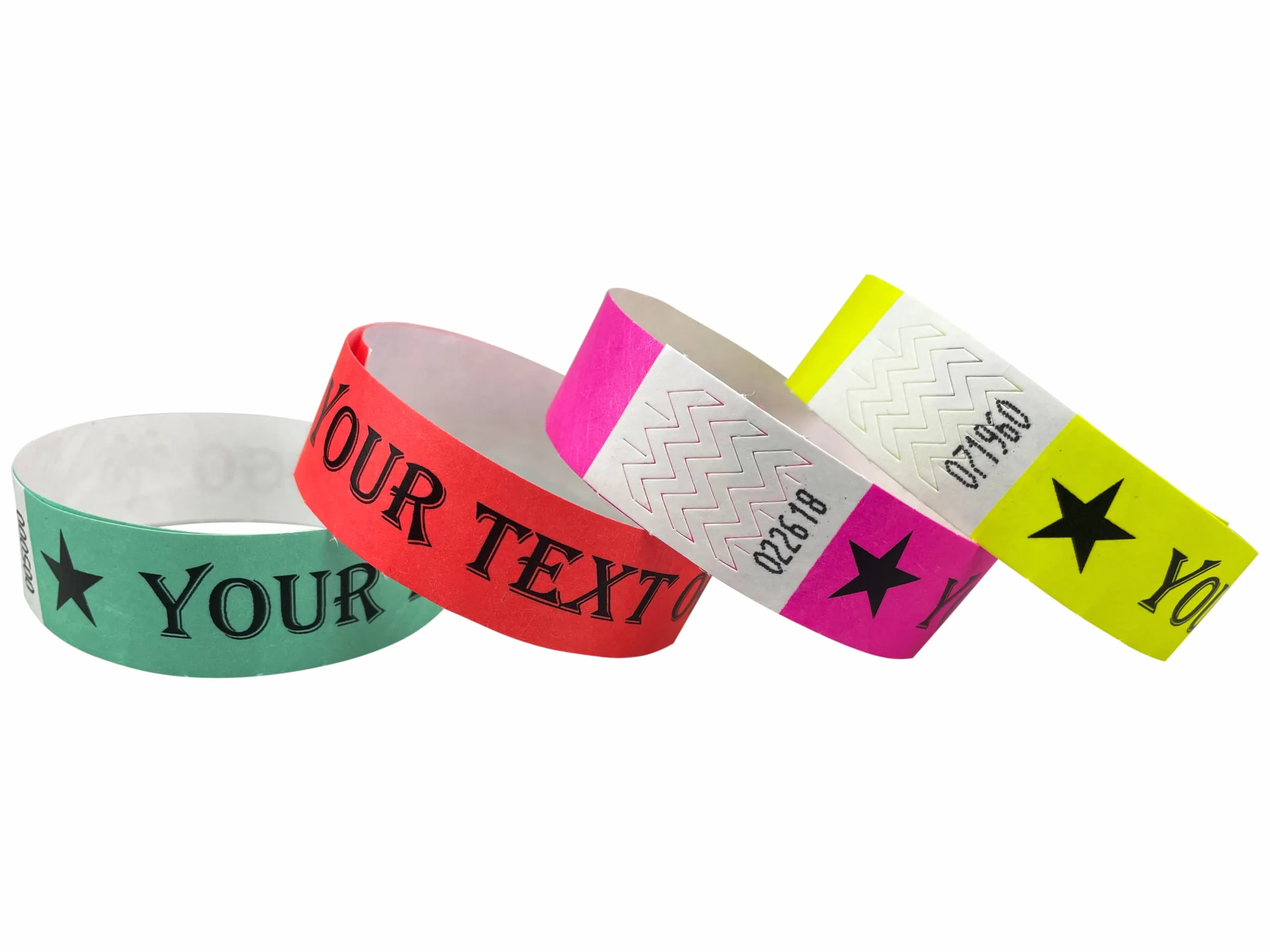 Pulseras de Tyvek Naranja Neón Personalizadas para Eventos con Texto o Logo