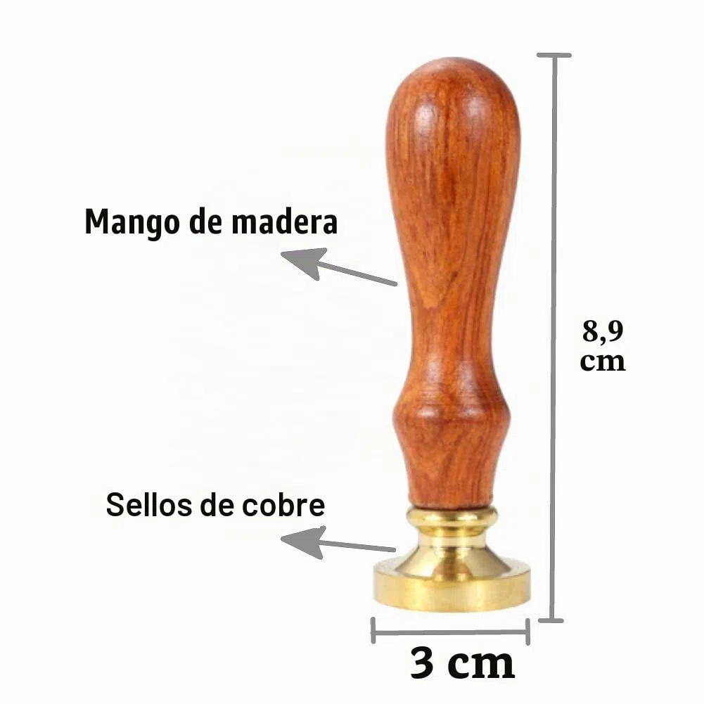 Kit de sellos de cera con 6 cabezas de latón removibles y 1 mango de madera, sello de cera con estrellas para tarjetas e invitaciones
