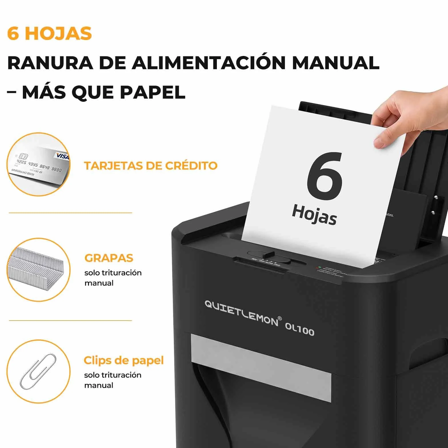100 Hojas trituradora de Papel con alimentación automática, 40 min de Funcionamiento Continuo, P-4, Destructora Documentos Eléctrica Papelera 17L Oficina Casa Industrial Hogar