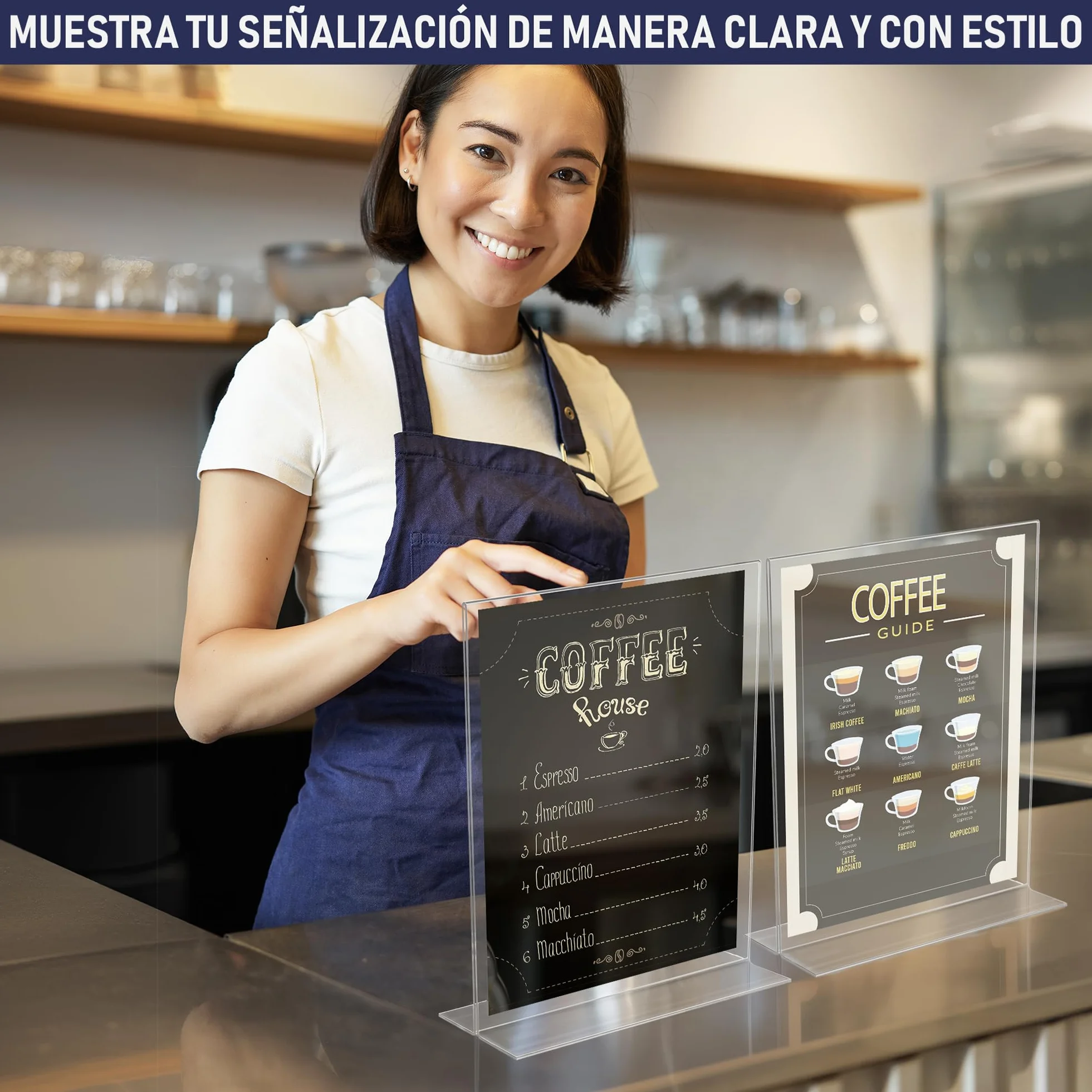 Soporte de letrero acrílico A4 – 6 Unidades, doble cara, marco de anuncios