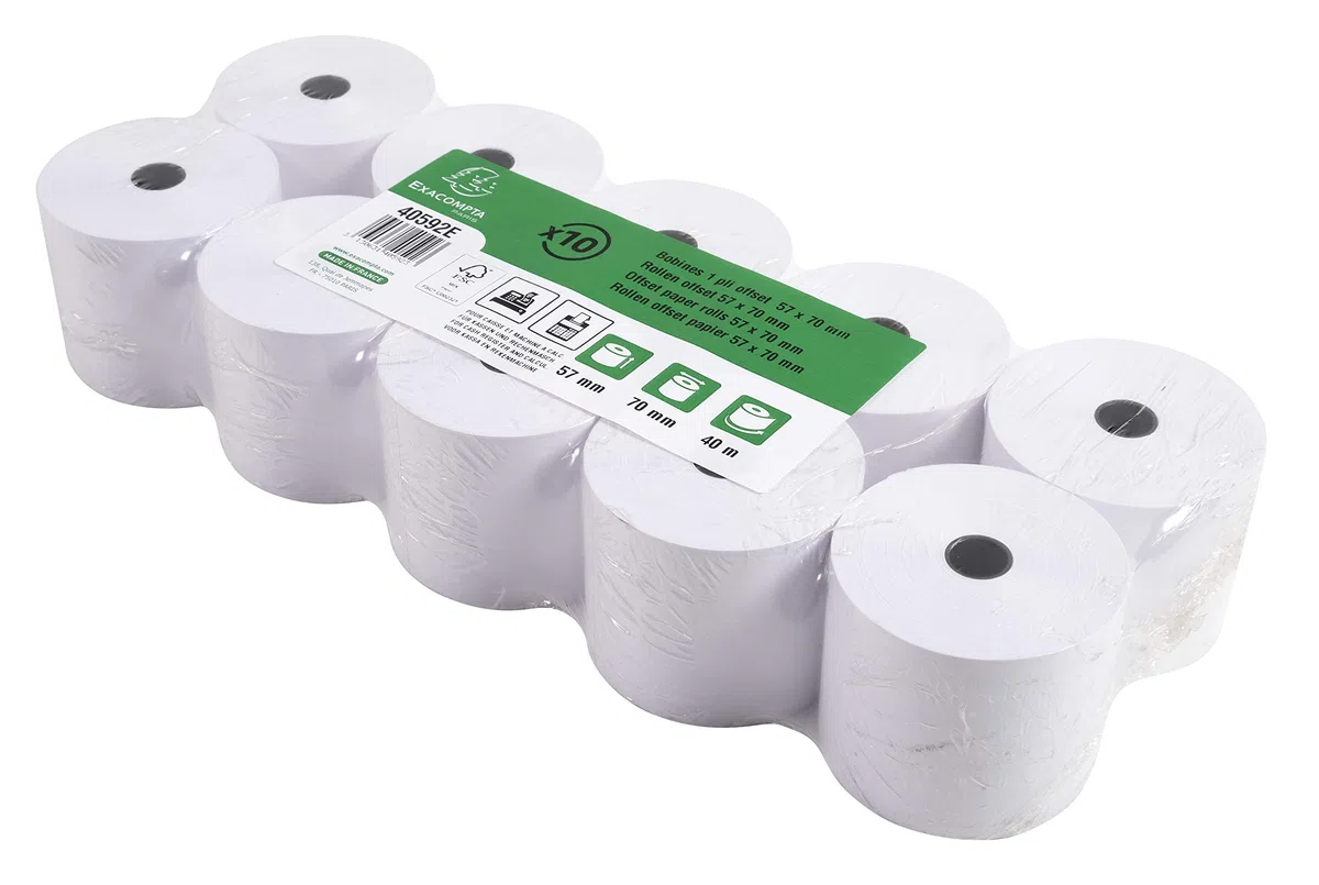 Exacompta 40592E - Rollo de papel para calculadora (10 unidades), color blanco