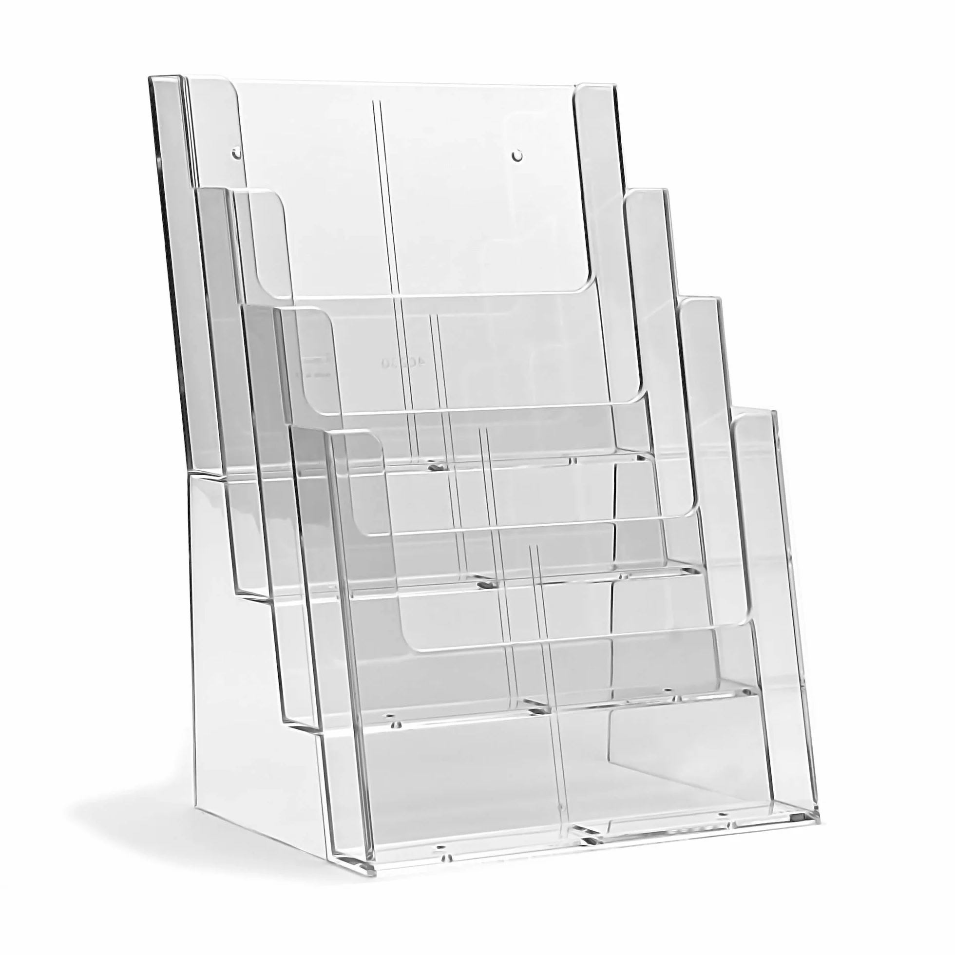 Sugerencias Taymar Soporte de mesa para folletos en formato A4, DL, 4 niveles, transparente, 8 compartimentos