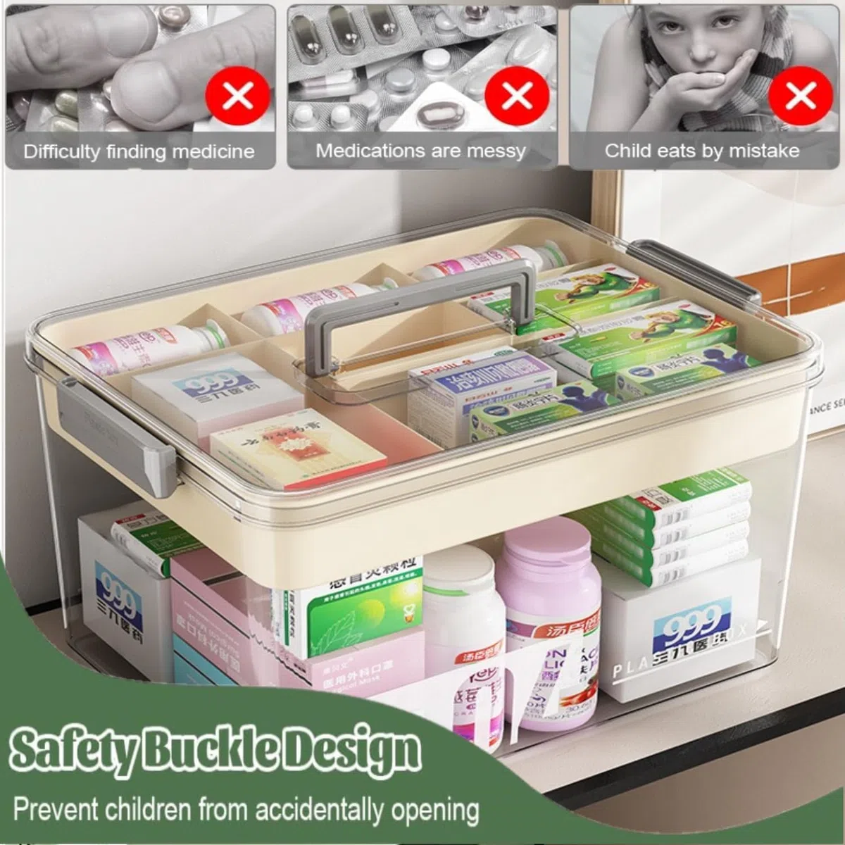 Yongheng Medicine Box, Caja para medicinas,Caja medicinas grande, Cajas medicamentos, multifunción Organizador medicamentos con asa, para hogar al aire libre
