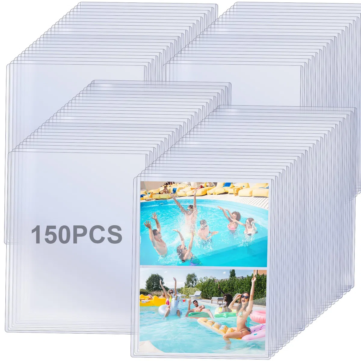 Teling 150 fundas rígidas de plástico duro para tarjetas de fotos de 5 x 7 pulgadas, protector de tarjetas de fotos, fundas de plástico transparente para fotos, álbumes, tarjetas de ídolos
