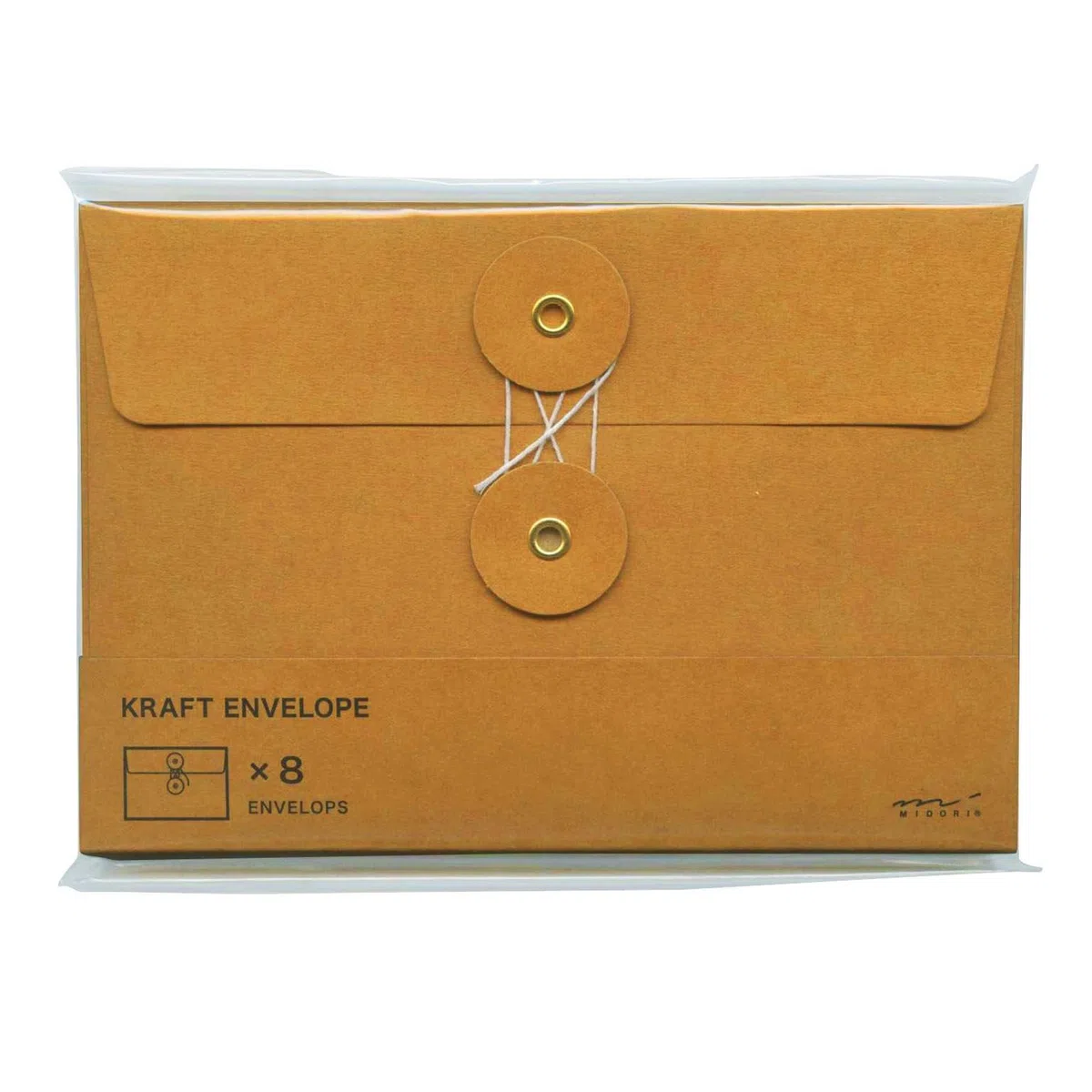 Midori 85673006 Sobres de papel kraft, M, cordón horizontal, naranja, 8 hojas