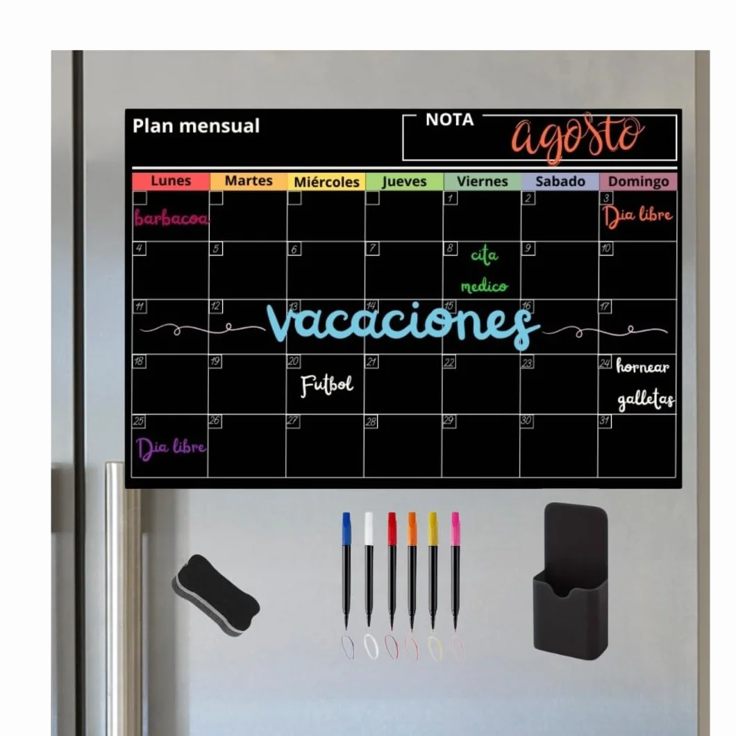 Calendario Magnetico Nevera Planificador Mensual Pizarra Magnetica 5 Rotuladores Borrador