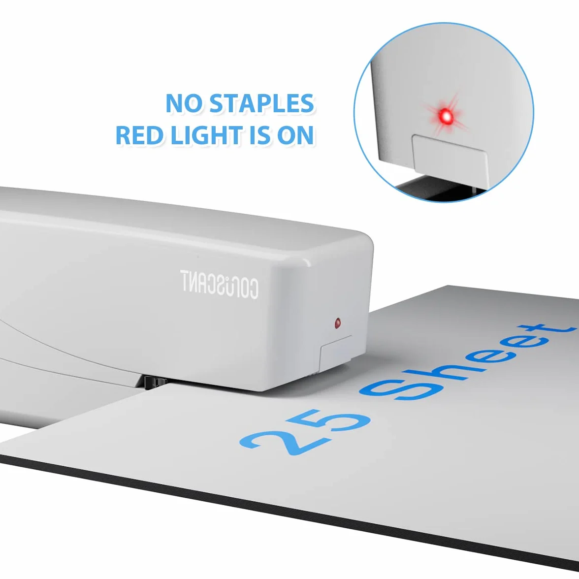 Coruscant Grapadora eléctrica, automática, muy resistente, 25 hojas, puede contener 210 grapas, incluye 2000 grapas y 1 extractor de grapas. Grapadora eléctrica de escritorio de CA o con pilas para