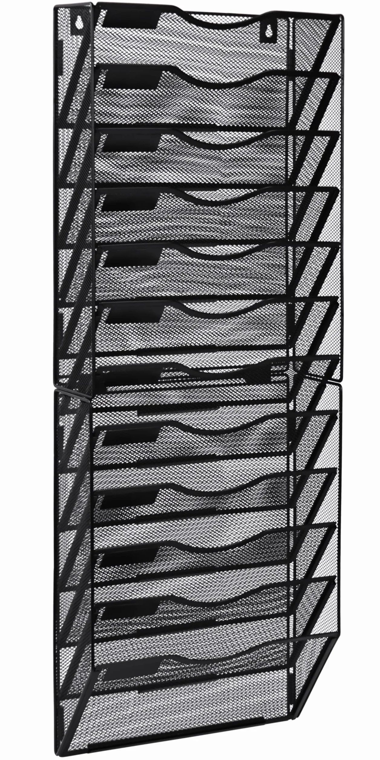 Revistero Pared Malla Metal 12 Compartimentos Organizador Documentos A4 Colgante Negro