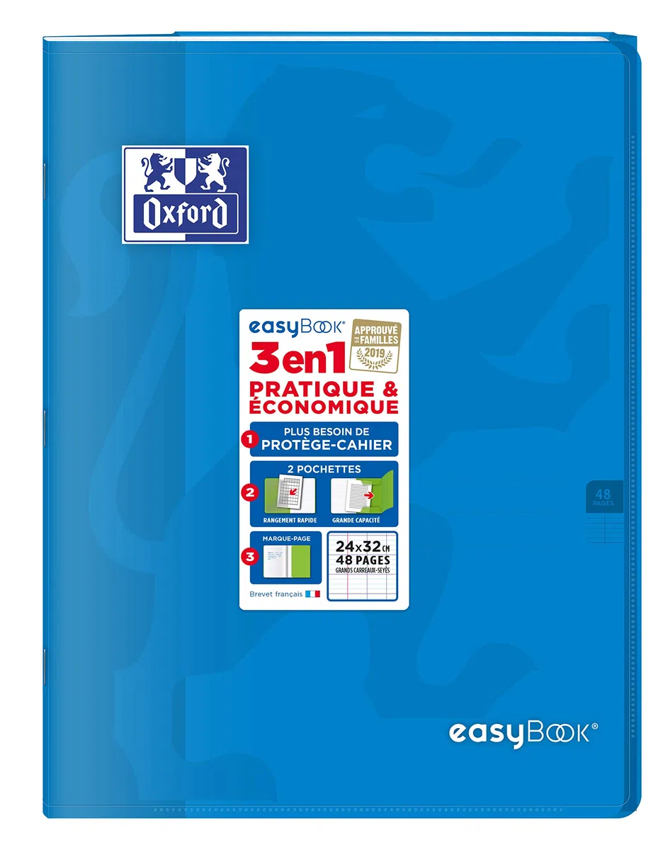 Oxford EasyBook – Lote de 10 cuadernos grapados grandes, 24 x 32 cm, 48 páginas grandes, cuadriculados, 90 g, colores surtidos