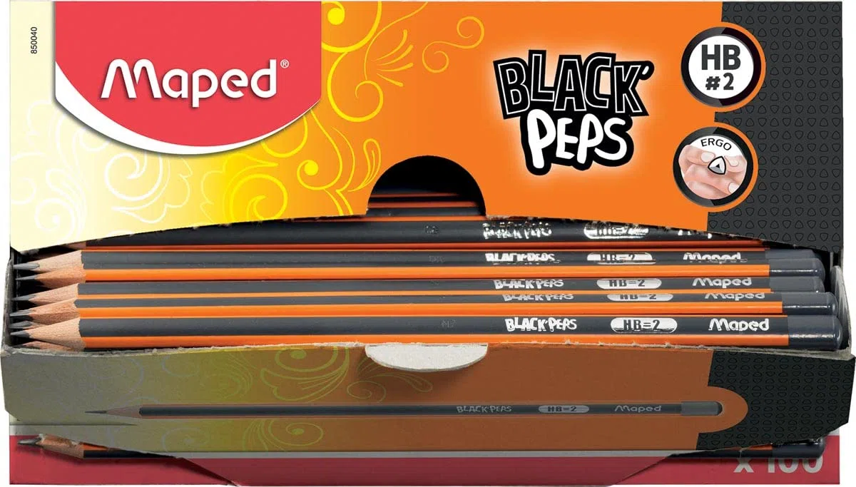 Maped Black'Peps - Lápices de grafito HB 100x