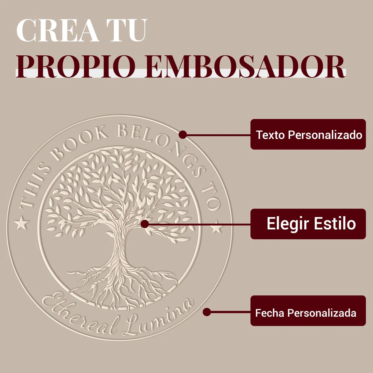 Easycosy Sello Libros Relieve Personalizado, Boda Embosador de Libros Ex Libris Personalizado, Sello en Relieve Personalizado con Nombre, Embosser para Libro