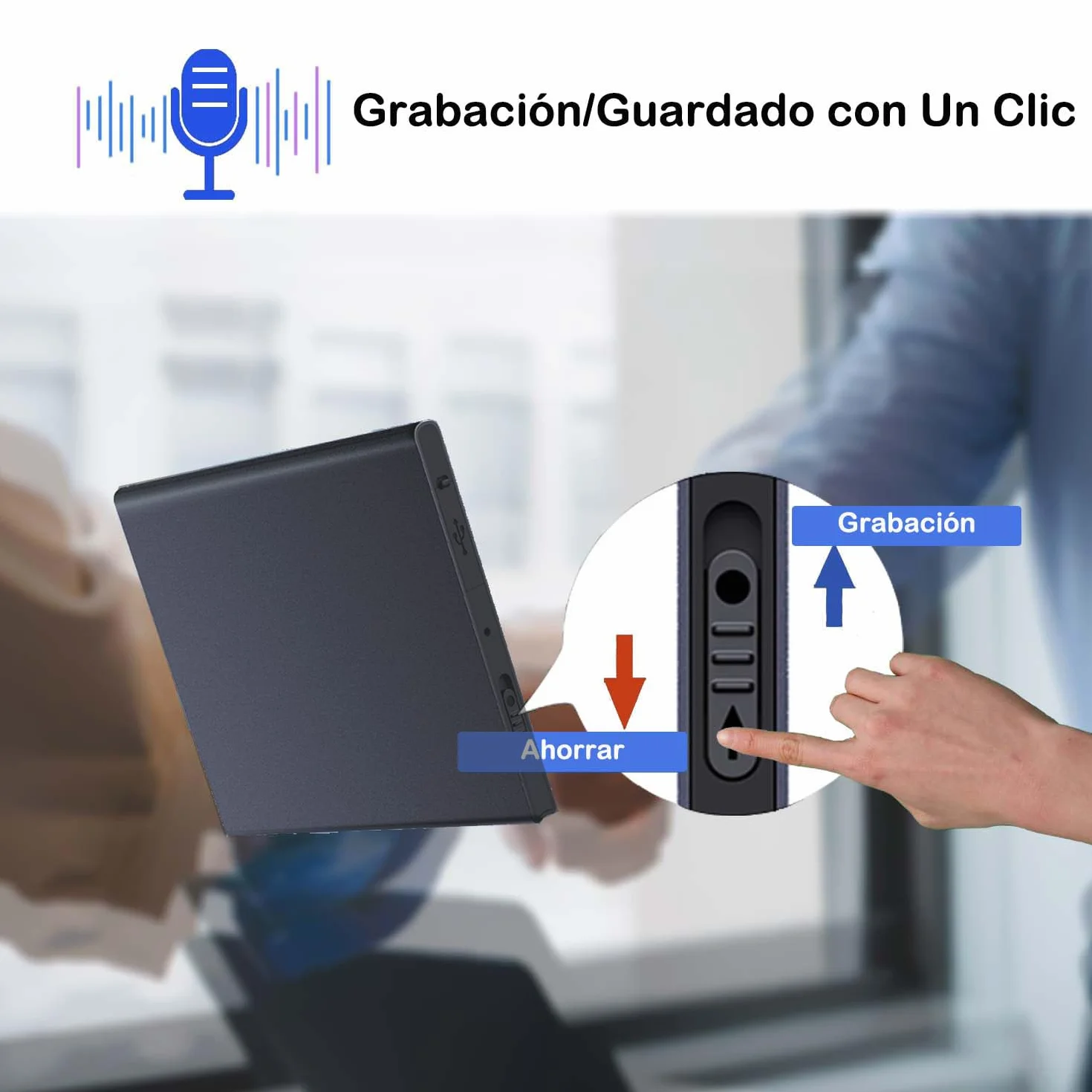 Grabadora de Voz, Mini Grabadora de Voz Profesional de 64 GB con Activación por Voz 60 Horas de Tiempo de Grabación Grabadora de Voz Recargable por USB para Reuniones Entrevistas Conferencias
