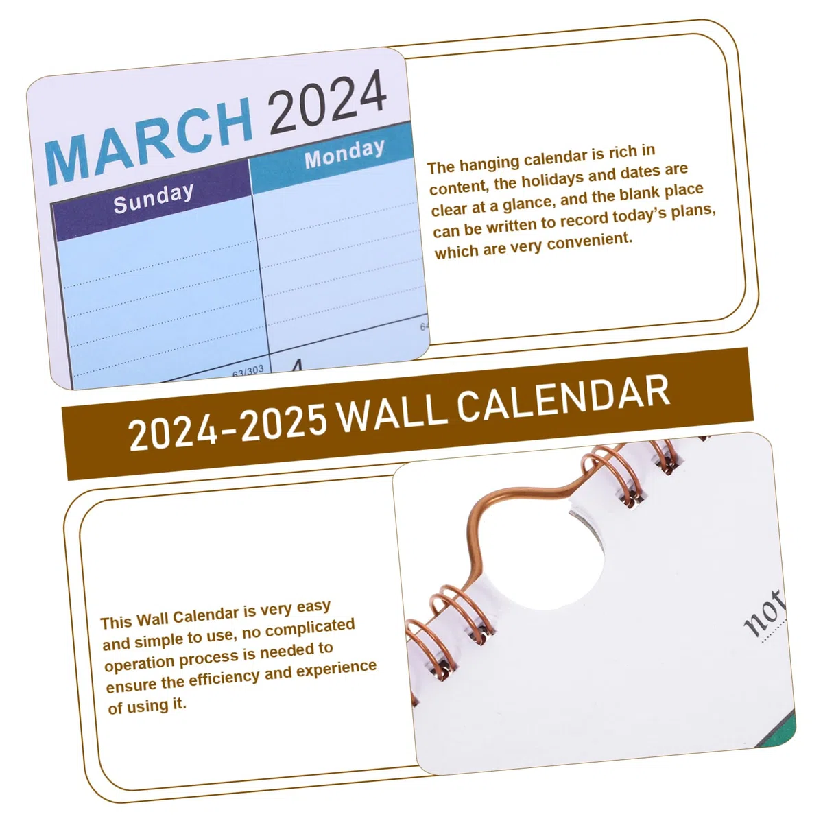 SEWACC 3 Piezas Calendario 2024 calendarios the almanack de uso diario de la de pared mensual para la oficina mensual de vacaciones