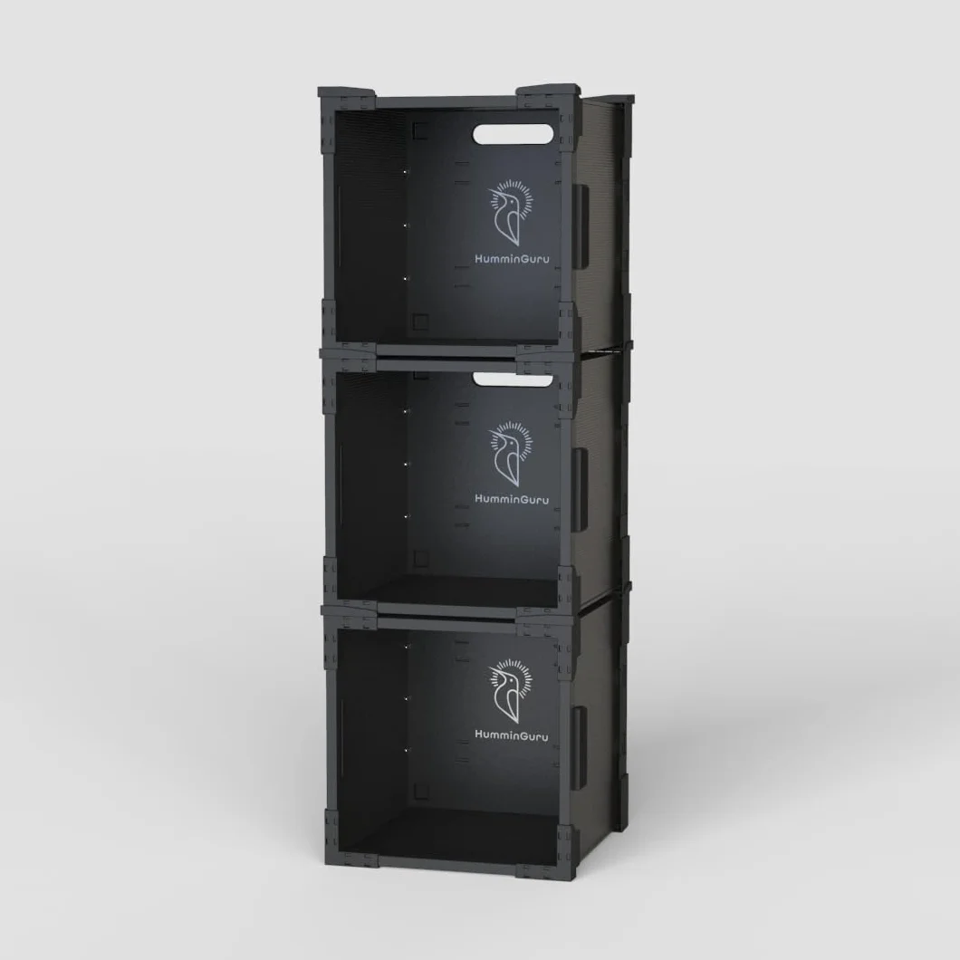 HumminGuru FlexiCube Caja para Guardar Discos de Vinilo Organizador Apilable 12 Pulgadas 70 LP Estante Modular Plegable (3 cubos)