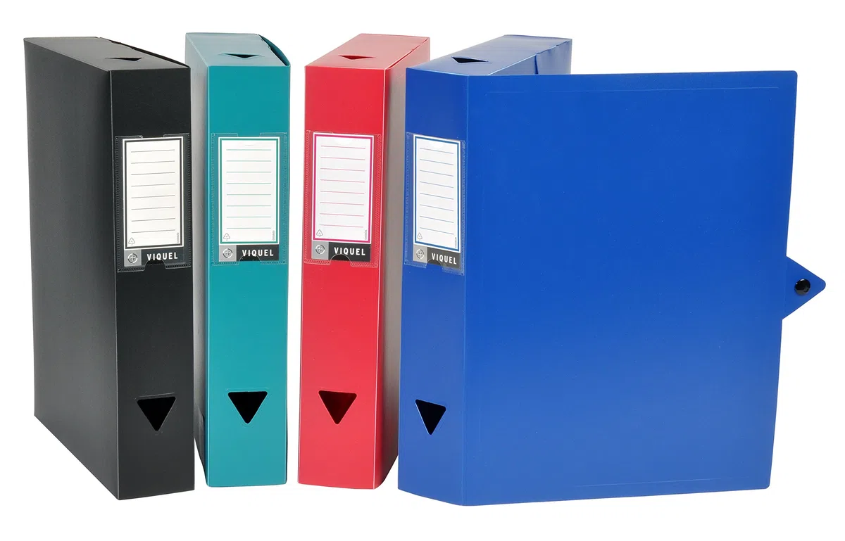 Viquel 097719 – 49 Class Docs – Juego de 4 cajas de índice en Polypro ancho de 100 mm), varios colores