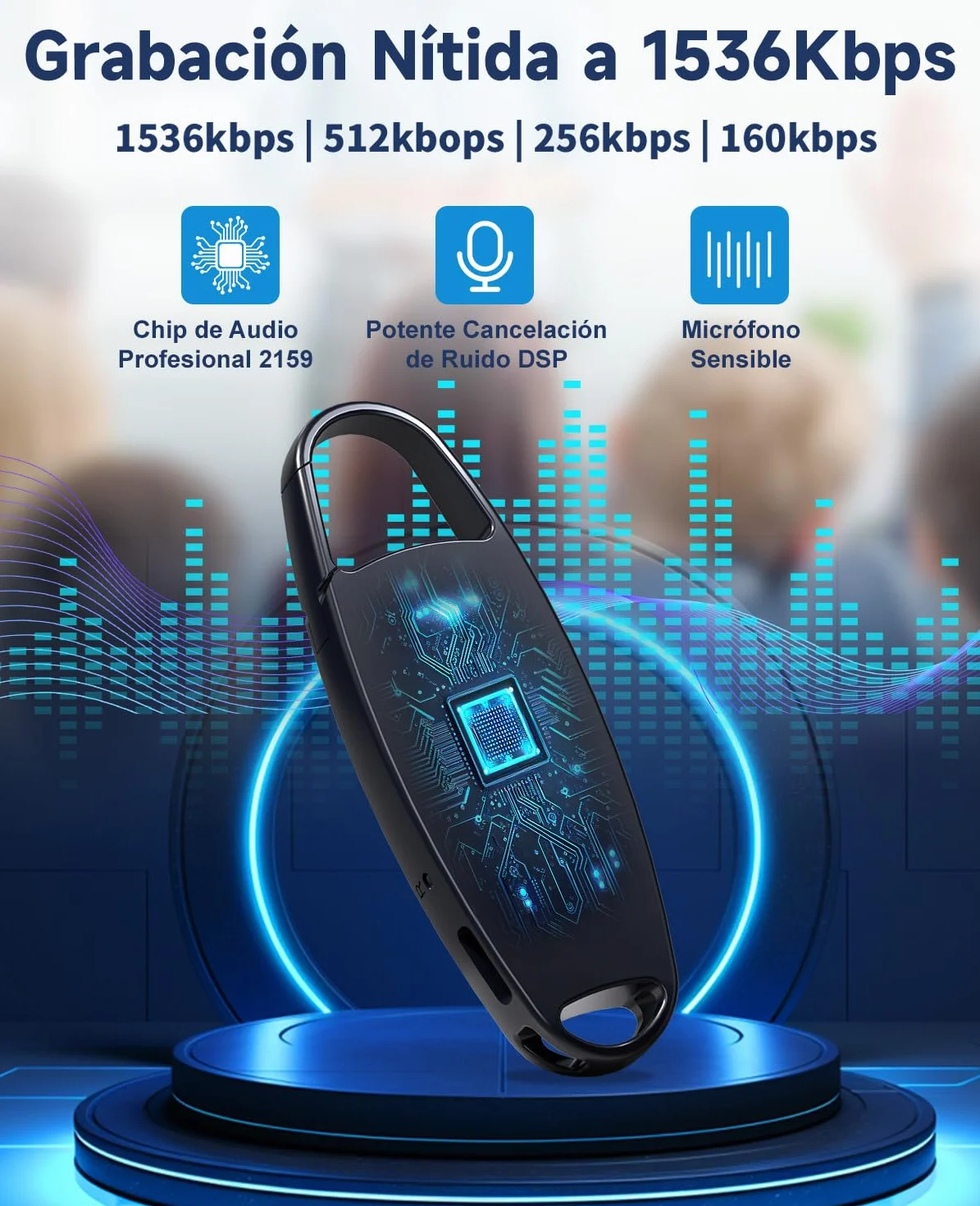 Vandlion HD Grabadora de Voz 32GB USB C Mini Reducción de Ruido 25 Horas para Reuniones Conferencias