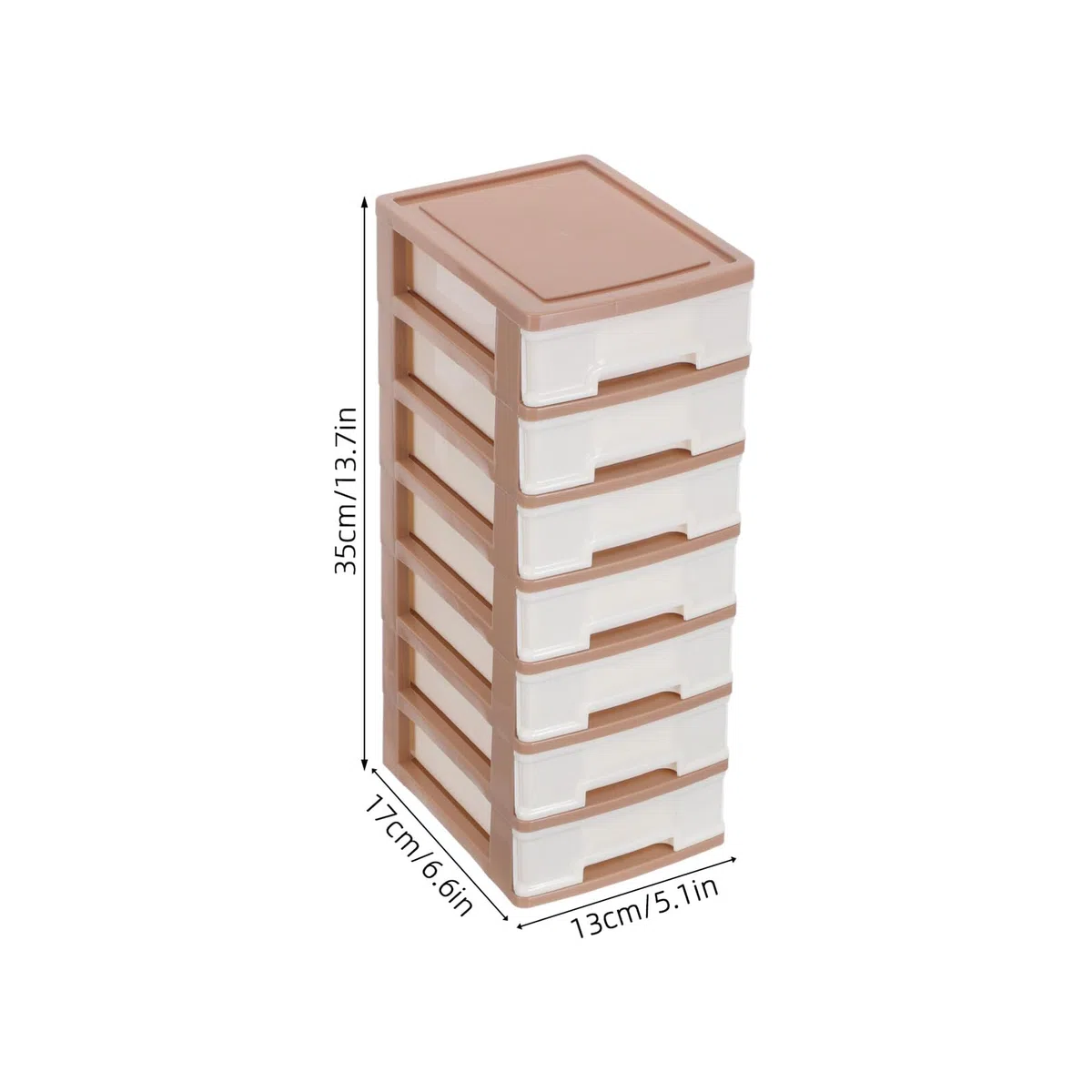 Organizador de Escritorio de Plástico 7 Cajones Marrón | Diseño Multicapa de Almacenamiento, Estructura Resistente, Uso Versátil, Adecuado para Apartamentos Pequeños y Dormitorios