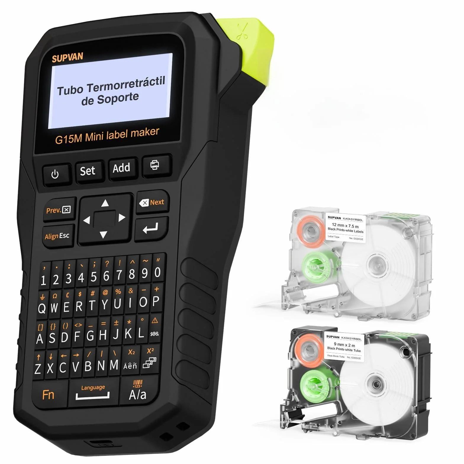 SUPVAN G15M Etiquetadora Portátil Industrial con Termoretractil para Cables y Etiquetas, Teclado QWERTY, Antirrayos UV, para Uso al Aire Libre, Industrial, Eléctrico y en Fábricas
