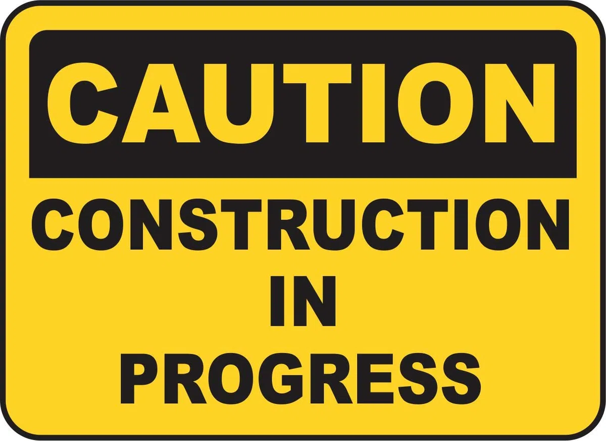 INDIGOS UG - Pegatinas - Seguridad - Advertencia - Construction In Progress Sign 1219mmx914mm - Decal for Office - Oficina - Empresa - Escuela