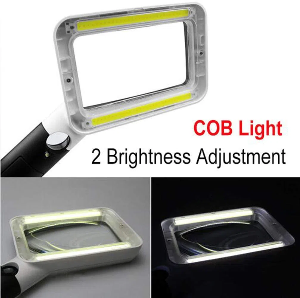 Lupa De Mano con Luz Led COB, Lente Acrílica 2X/20, Lupa Portátil Iluminada para Lectura De Libros Y Periódicos, Observación De Insectos Y Pasatiempos, Ciencia,