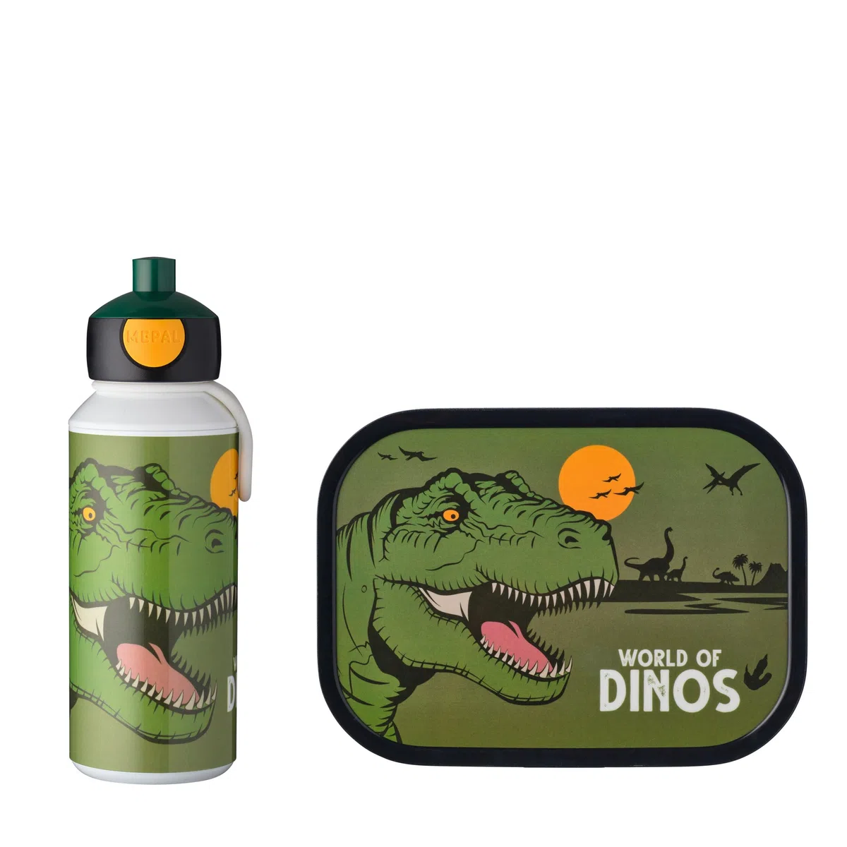 Mepal - Set de Almuerzo Campus - Fiambrera para Niños con Botella Pop-up - para el Colegio o para Llevar - Sin BPA - 400 ml + 750 ml - Dino