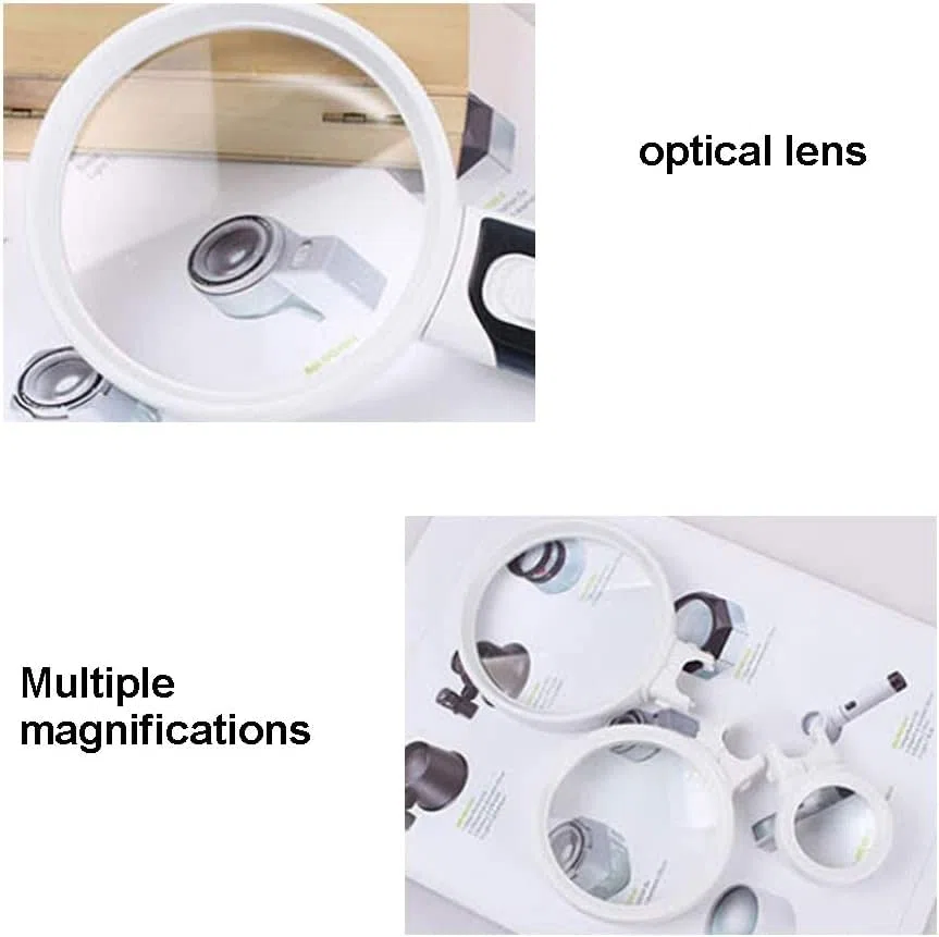 Lupas de Mano Lupa iluminada para Lectura con 3 Lentes Intercambiables 2.5X 5X 16X para Personas Mayores y niños Joyería Pasatiempos Matrimonio