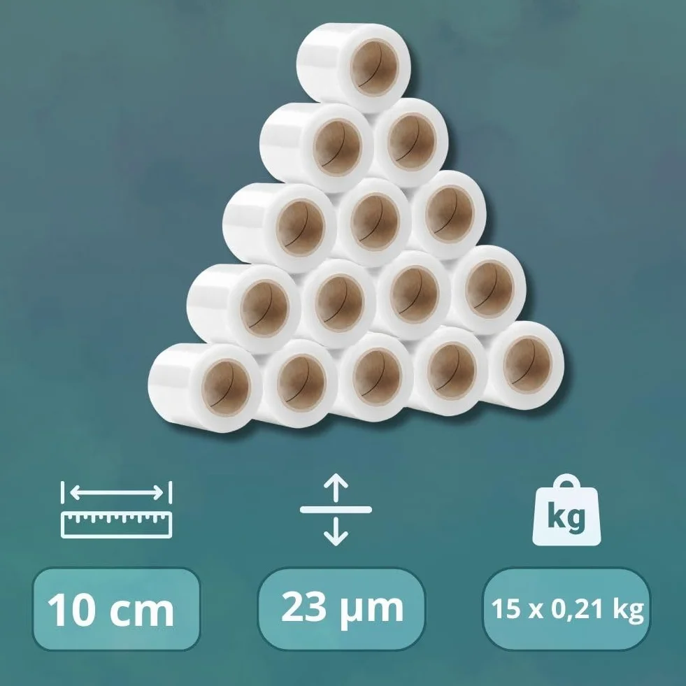 RAGO Papel film 15 mini rollos 130 m 210 g Plastico Embalaje Película muebles 38 x 31 x 8 cm
