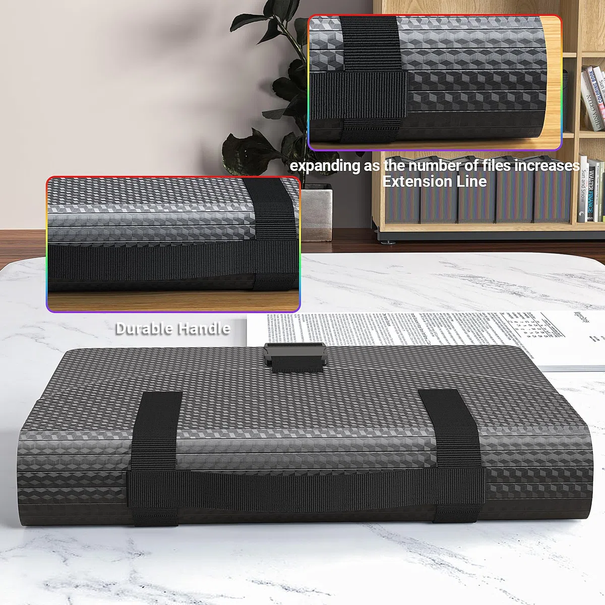 TOPCJ Organizadores de archivos con asa, carpeta de archivos expandible portátil, organizador de archivos de acordeón de 25 bolsillos para recibos, facturas, papel tamaño A4/carta, documentos,