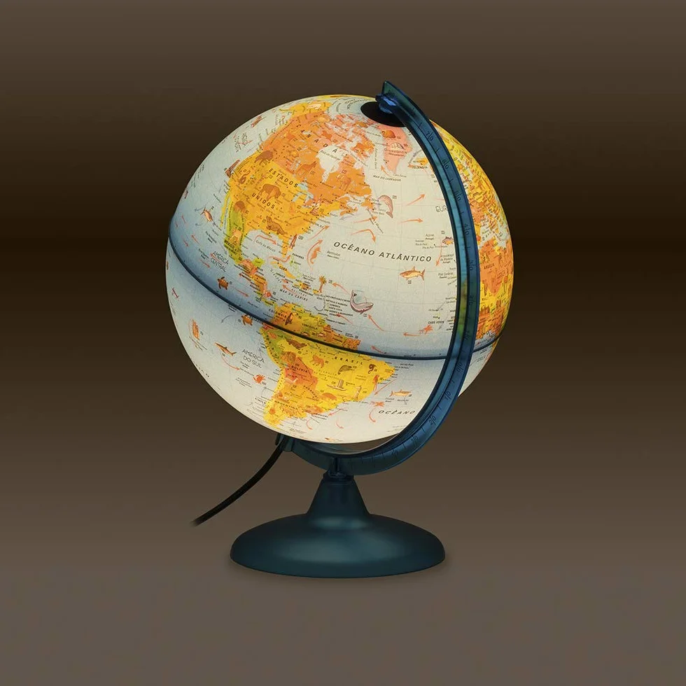 Tecnodidattica Globo Terráqueo Safari Iluminado Giratorio 25 cm Español