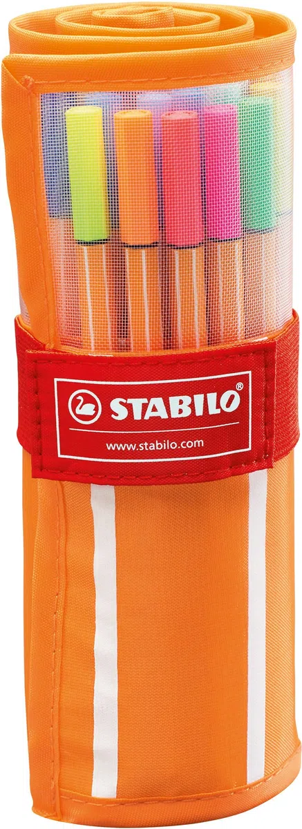 STABILO - Rotulador punta fina - point 88 - Estuche Rollerset de 30 - 30 colores diferentes