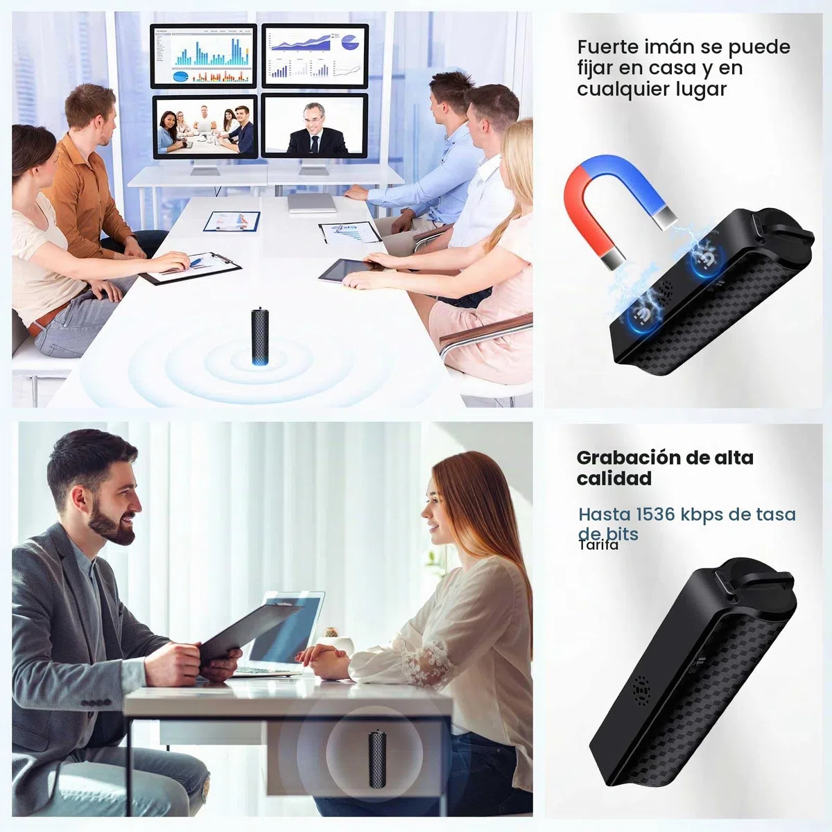 Grabador de voz de 64 GB con imán, grabación continua de 25 días, recargable a través de USB, activación por voz, grabación One Touch, grabadora de voz Mini para reuniones, conferencias y entrevistas