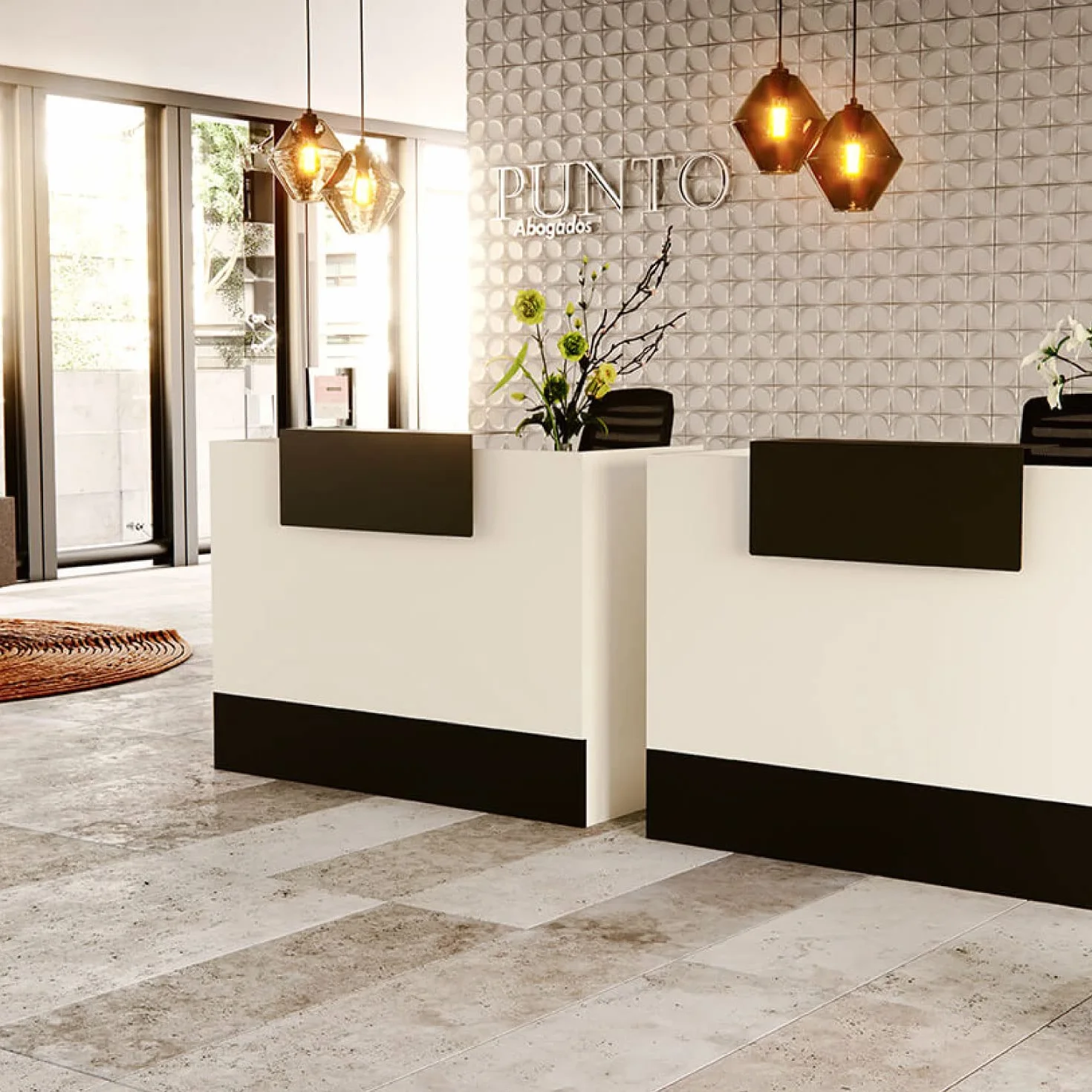 Mesa Mostrador Recepción OFITURIA 1200mm Castaño Blanco Mueble Escritorio Tienda Oficina