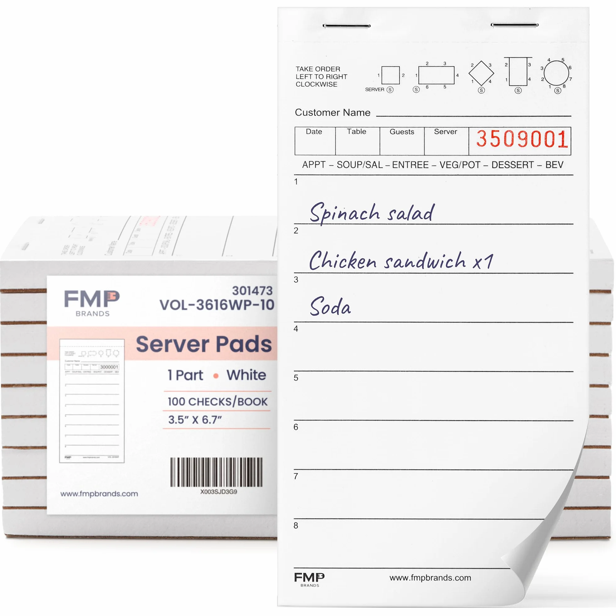 [20 blocs, 100 hojas/bloc] bloc de notas para camarero y camarera, bloc de notas para comensales, camiones de comida, bares, cafeterías y servicio de entrega