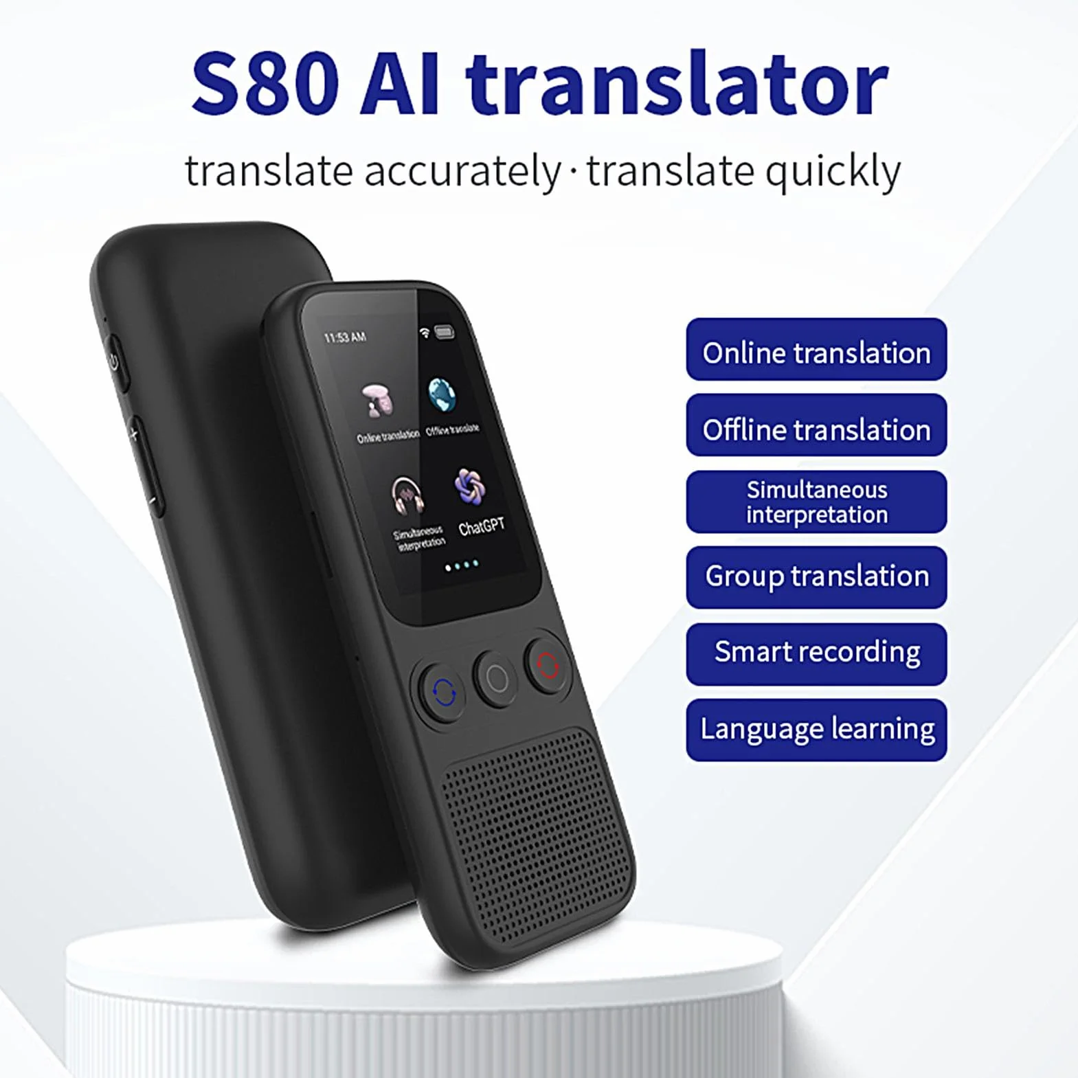 Traductor instantáneo sin WiFi, dispositivo traductor sin necesidad de WiFi,Dispositivo de traducción Traductor en tiempo real para viajes | , No se necesita WiFi, dispositivo de traducción, 138 idiom