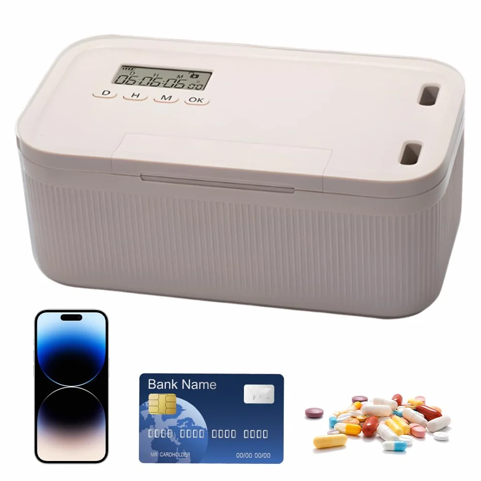 Caja de Seguridad con Temporizador, 23.9 x 13.1 x 9.6 cm, Caja de Autodisciplina, Bloqueo Temporizado para Teléfonos