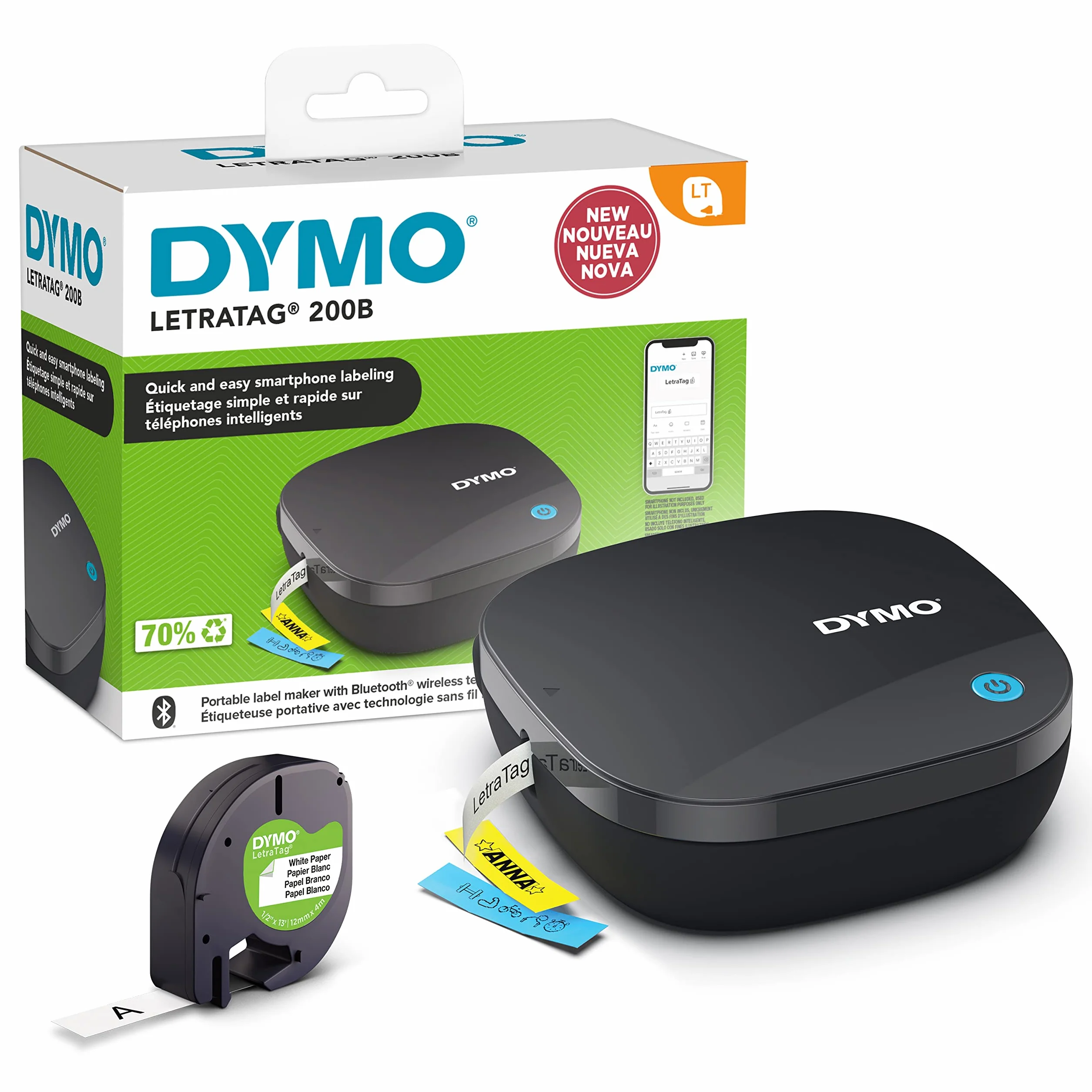 DYMO Etiquetadora LetraTag 200B Bluetooth, Impresora de etiquetas compacta