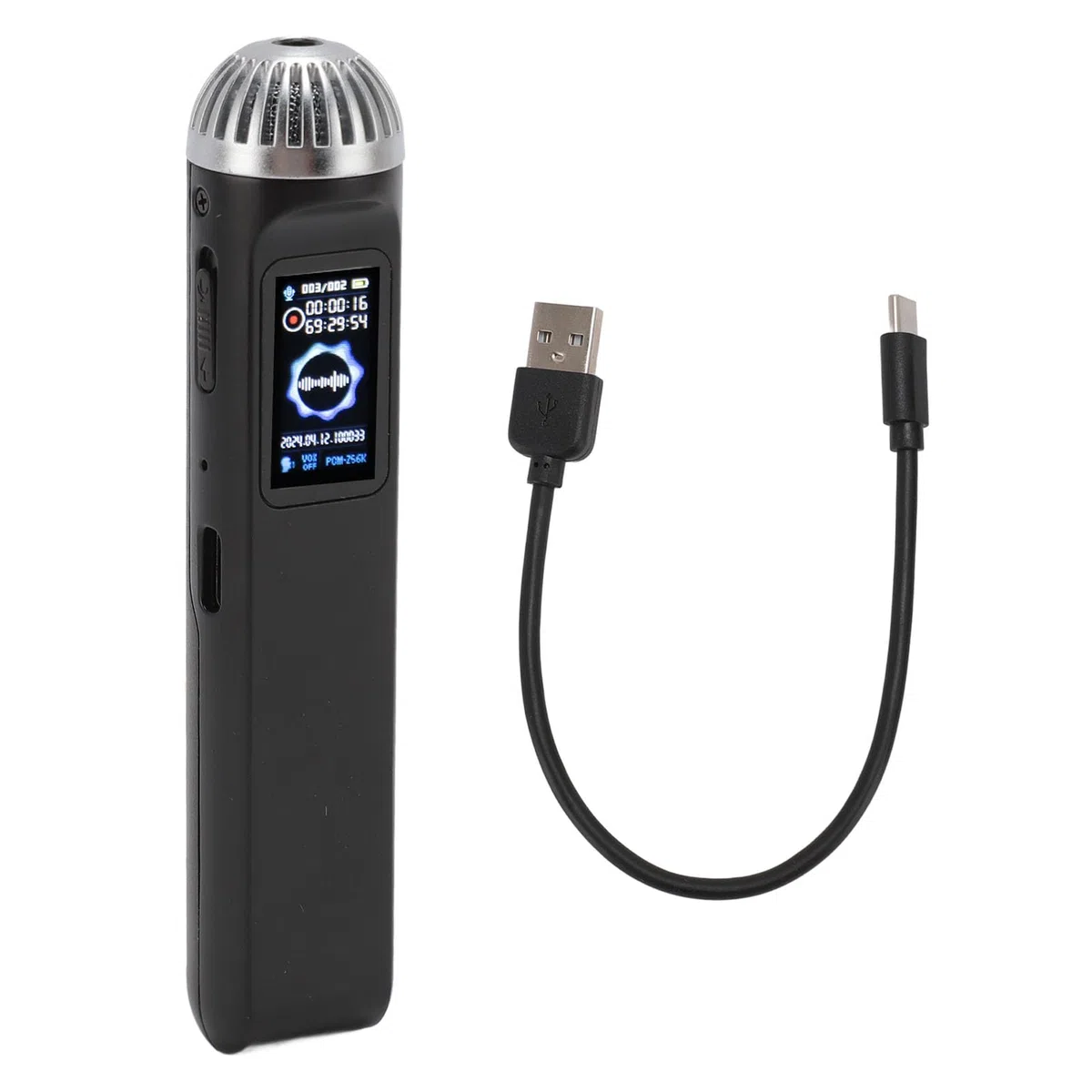 Grabadora Activada por Voz, Reducción de Ruido Grabadora de Voz Portátil de Reproducción de Música HiFi con Micrófono para Reuniones (32GB)