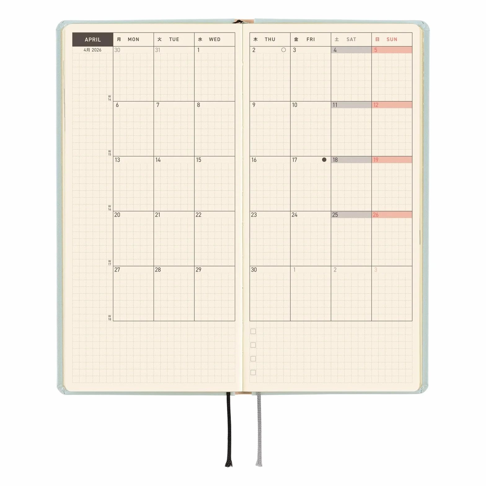 Hobonichi Techo 2026 Semanas - Moomin: Al salón de baile al aire libre (Inglés, Alto y Delgado, Comienzo en enero)