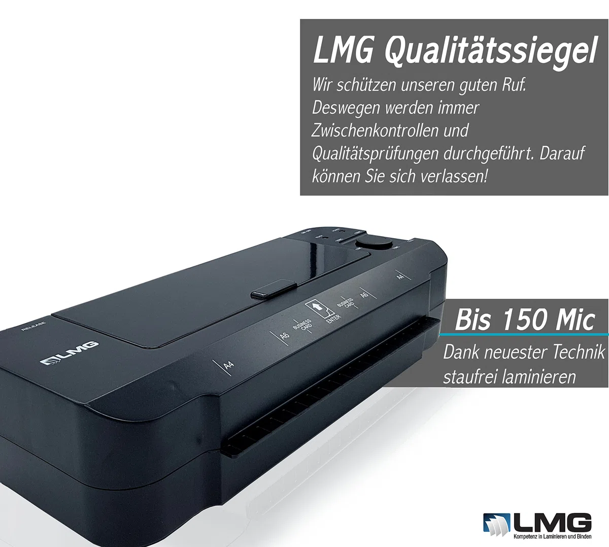 LMG Plastificadora premium para documentos de hasta A4 – Laminadora rápida con tiempo de calentamiento extremadamente corto de 1 – 2 minutos, rápido y moderno hasta 2 x 150 MIC – también laminado en