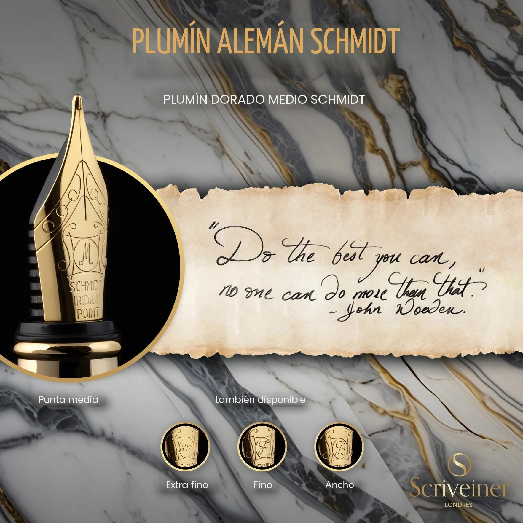 Scriveiner Pluma Estilográfica Plateada con Detalles de Chapado en oro auténtico, Plumilla y Convertidor Instalado Schmidt, Incluye Dos Cartuchos de Tinta, Azul y Negro