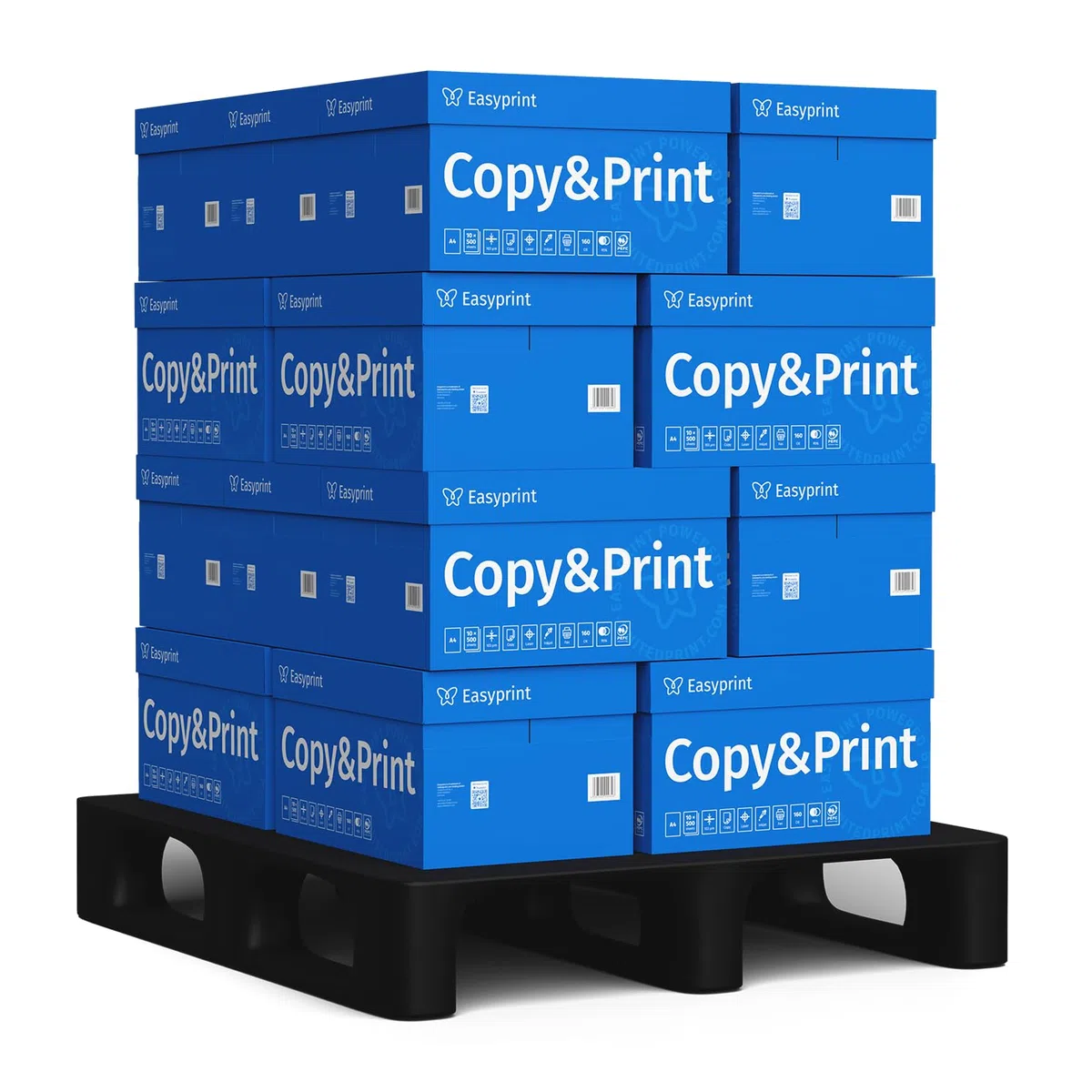 Easyprint Papel multiusos para impresora, Folios A4, 100.000 Hojas, 20 Paquetes de 5.000, Color blanco brillante CIE 160, PEFC