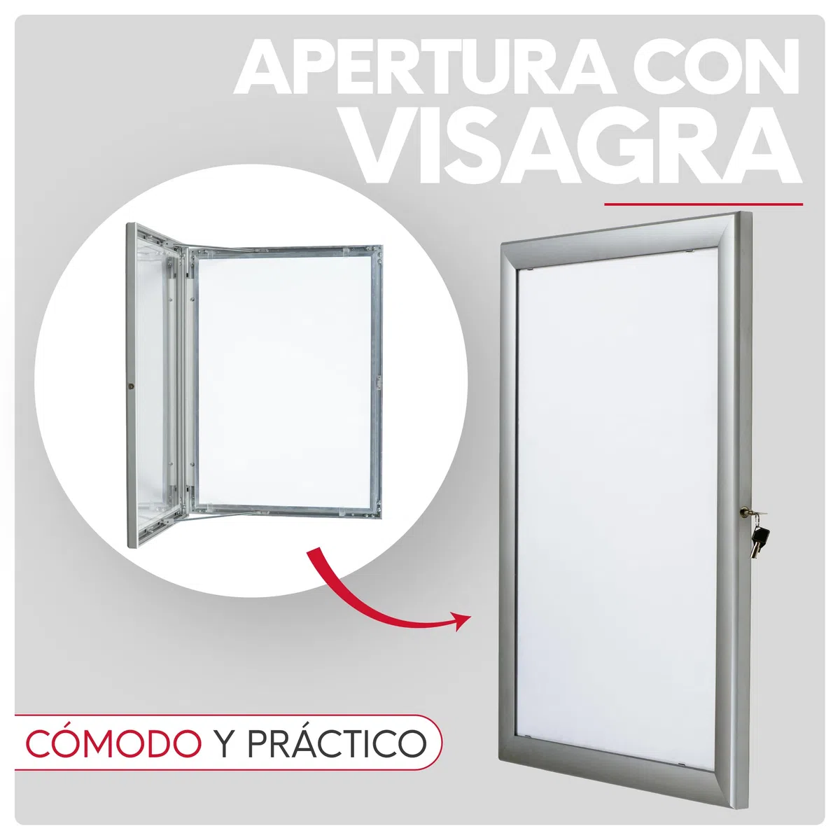 Vitrina Universal para Gráficas de Formato A1 | Tablón de Anuncios con Cerradura | Panel Expositor de Pósters en Aluminio y Metacrilato | Para Oficinas, Restaurantes, Comunidades
