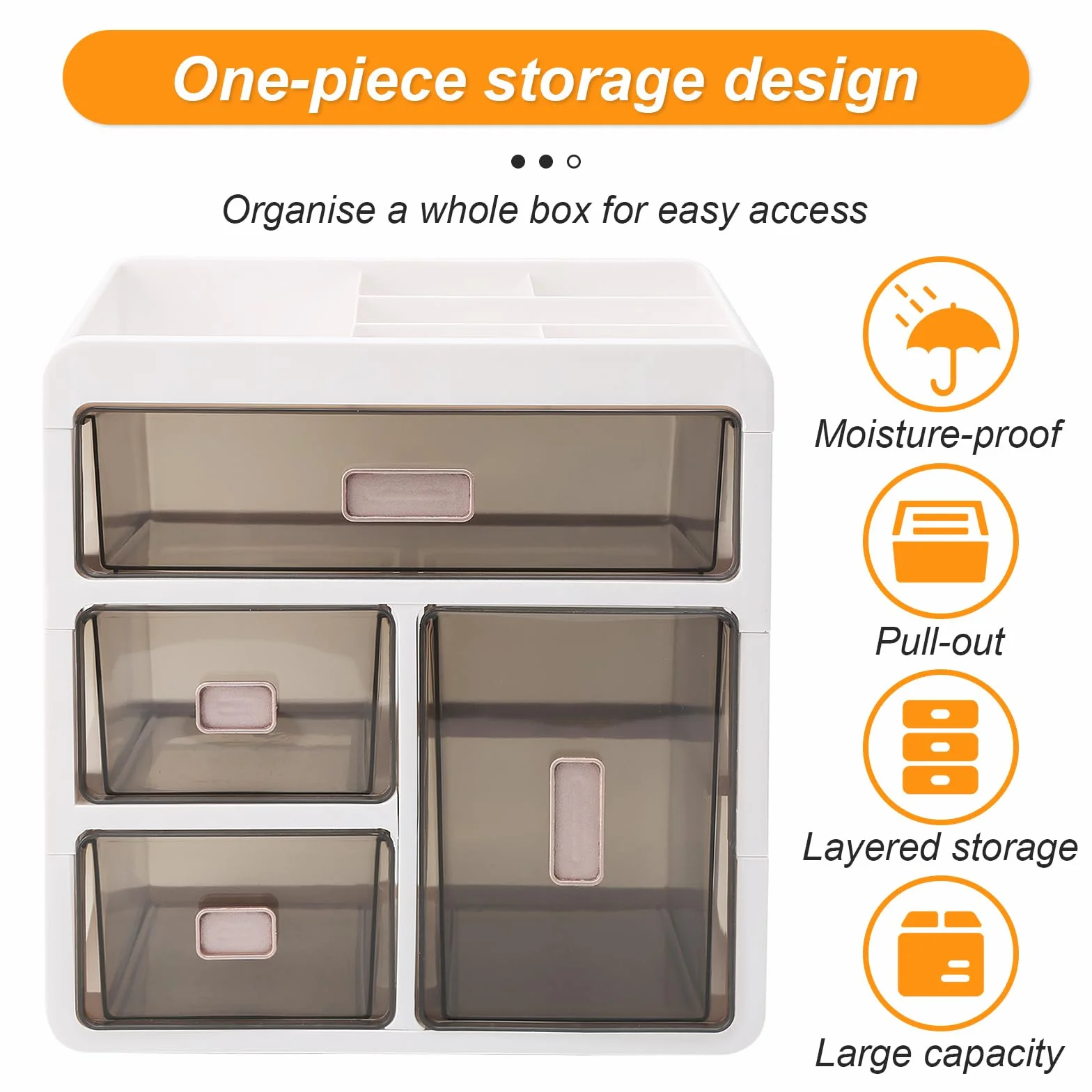 Esenlong - Caja de almacenamiento de plástico de 4 niveles para medicamentos, caja de almacenamiento tipo cajón, caja de almacenamiento para el hogar, cajón de almacenamiento para maquillaje
