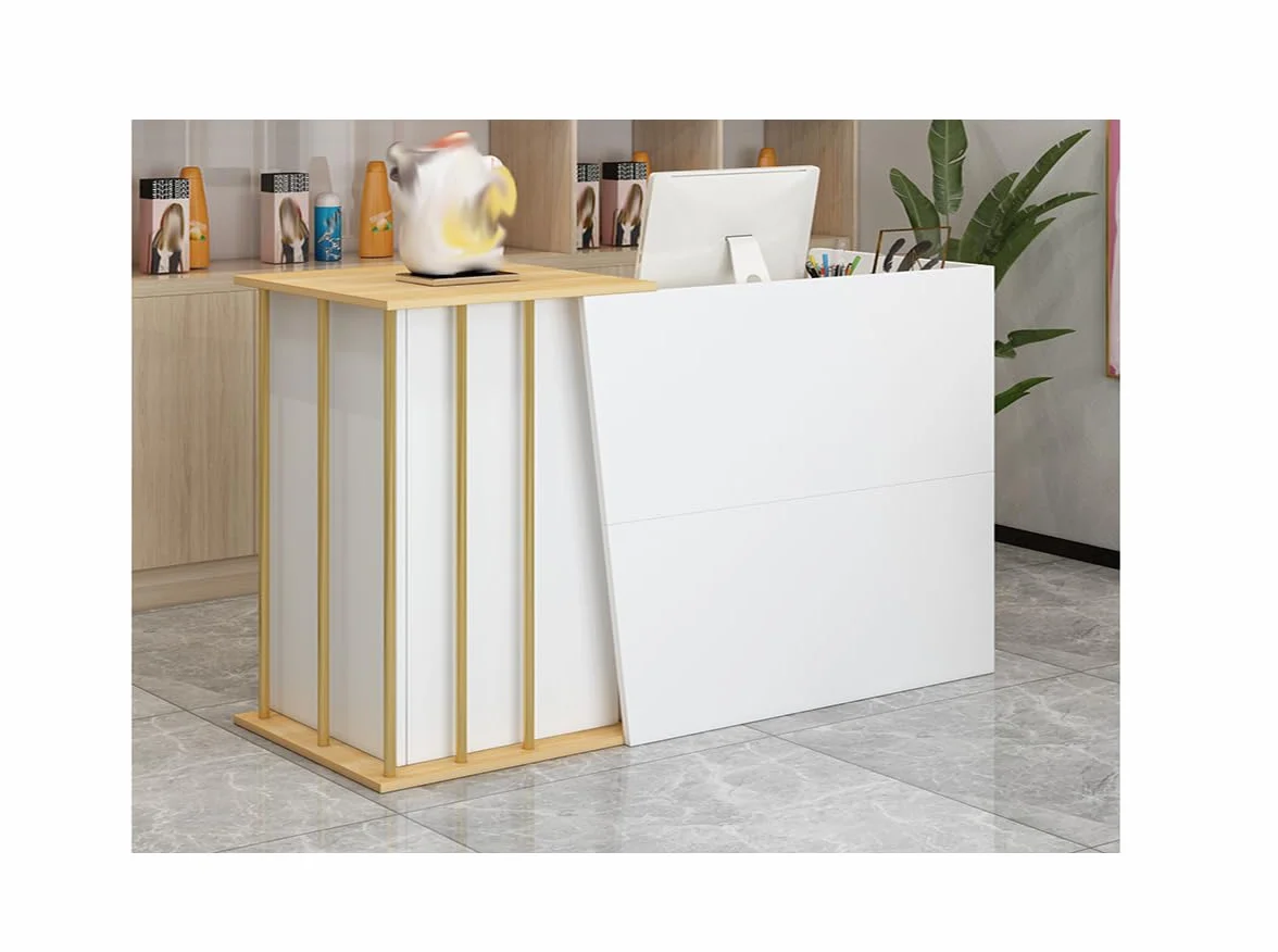 Mostrador De Recepción,Mesa De Recepción con Cajón Cerradura,Gabinete De Cajero Estilo Mármol,Mueble Recepción Mostradores para Tiendas,salones de belleza, tiendas de ropa y (Size:100x40x90cm,Color:B)